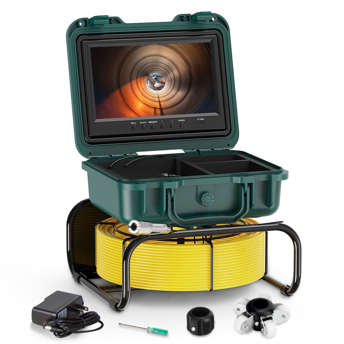 Sewer Camera 100FT 1080P 9" DVR 16GB JQKJCAM Cámara de Inspección (30M) JQSP09A 30M DVR