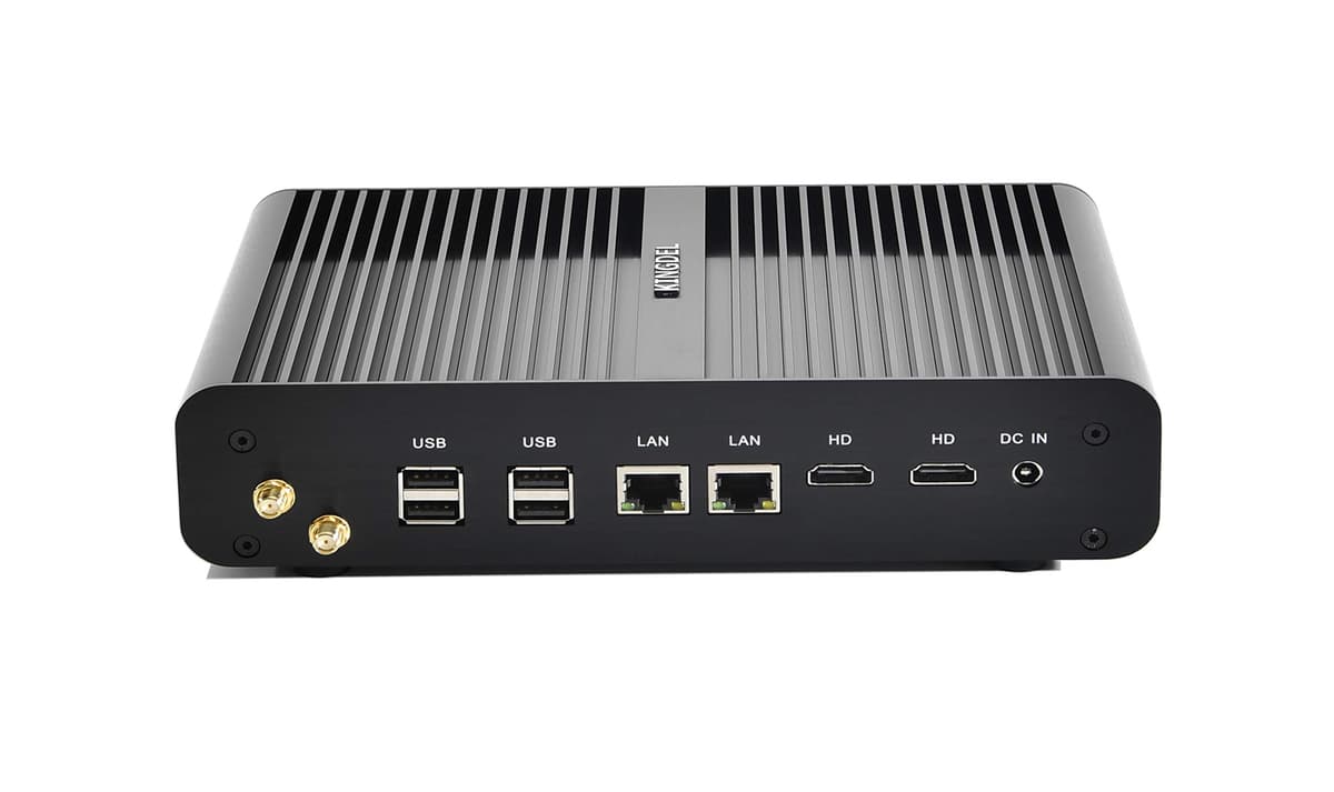 KINGDEL Mini PC Fanless i7 4ª Gen, 16GB RAM, 128GB SSD, 2xHD, 2xLAN, Metal NC960