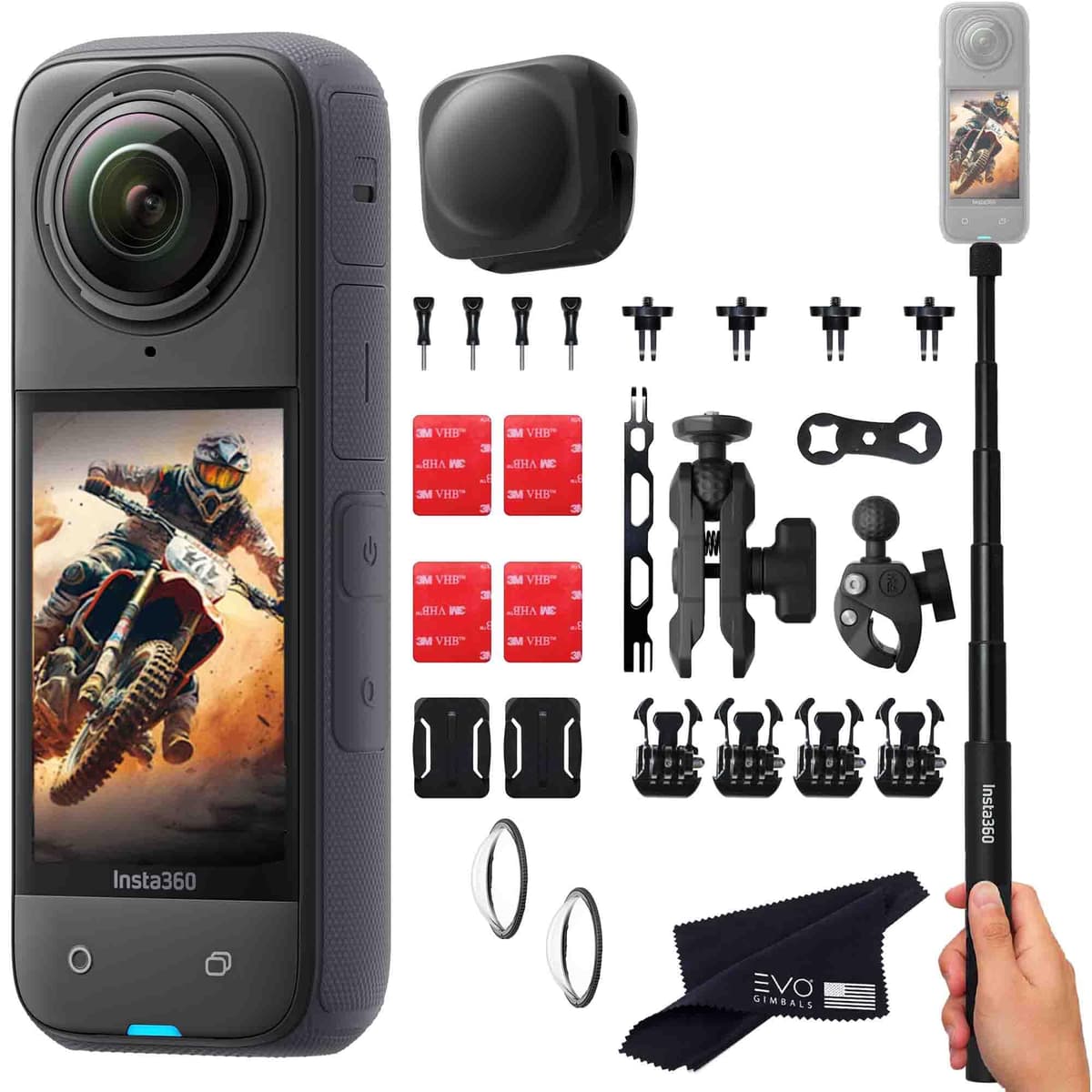 Insta360 X4 Motorcycle Bundle - Cámara 360 8K impermeable para moto (sin tarjeta)