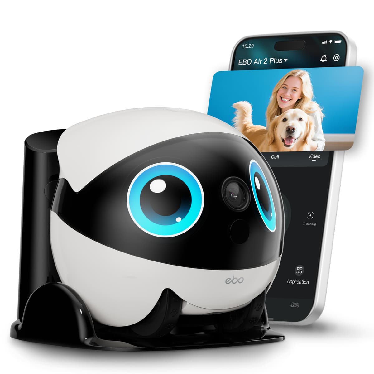 Enabot EBO Air 2 Plus FamilyBot 3K Robot Cámara para el Hogar: Cámara Interior, Compañero Robot Móvil, Video Bidireccional, Modo Chat con IA, Autorreposición de Carga, Larga Duración de Batería, Imagen Facial Personalizada, Visión Nocturna EBO Air 2 Plus - White