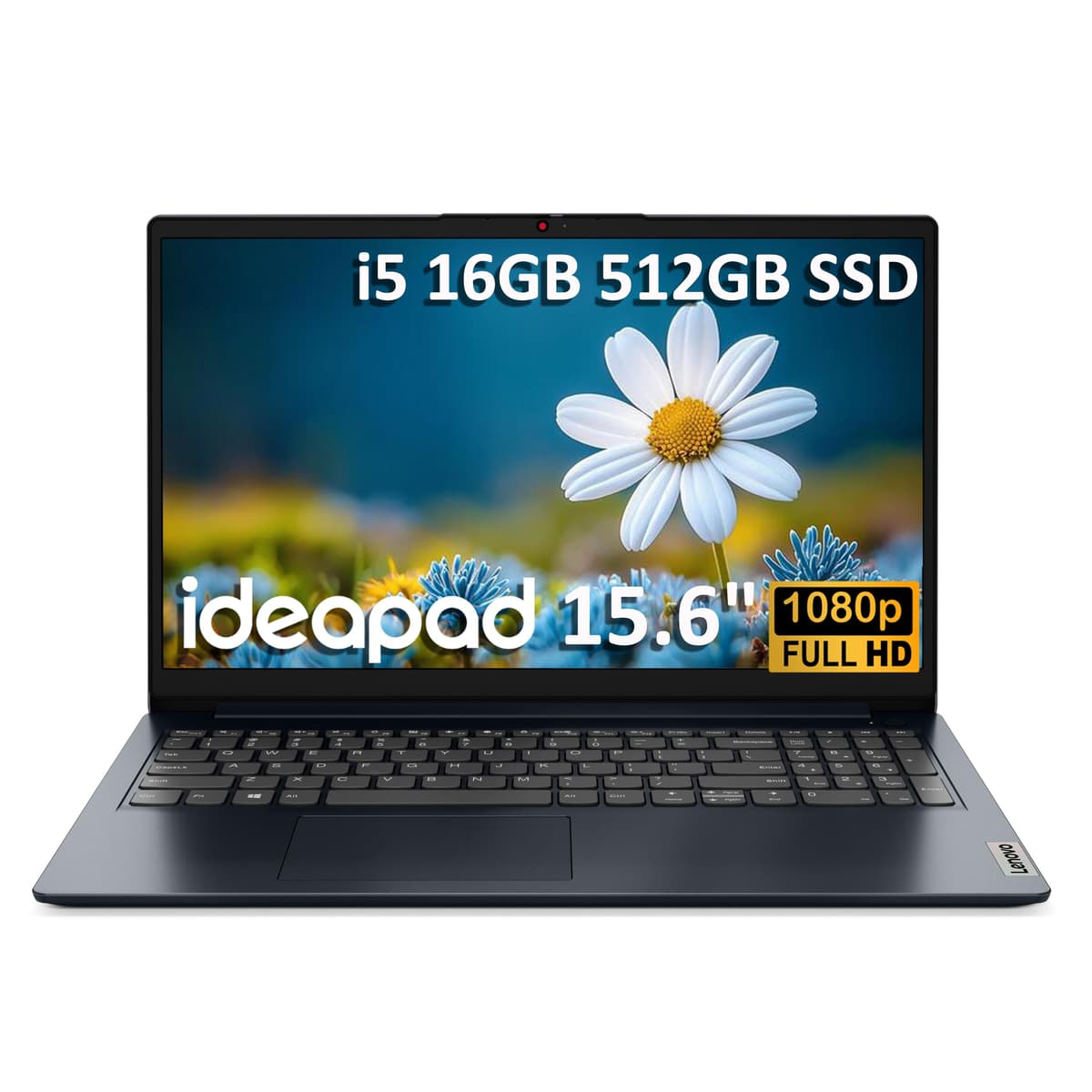 ist computers Lenovo IdeaPad (15.6" FHD antirreflejo, Intel Core i5-1235U (> i7-1165G7), 16 GB RAM, 512 GB SSD), portátil para hogar, estudiantes y negocios, cámara con obturador, batería de larga duración, Windows 11 Home en modo S 82QD