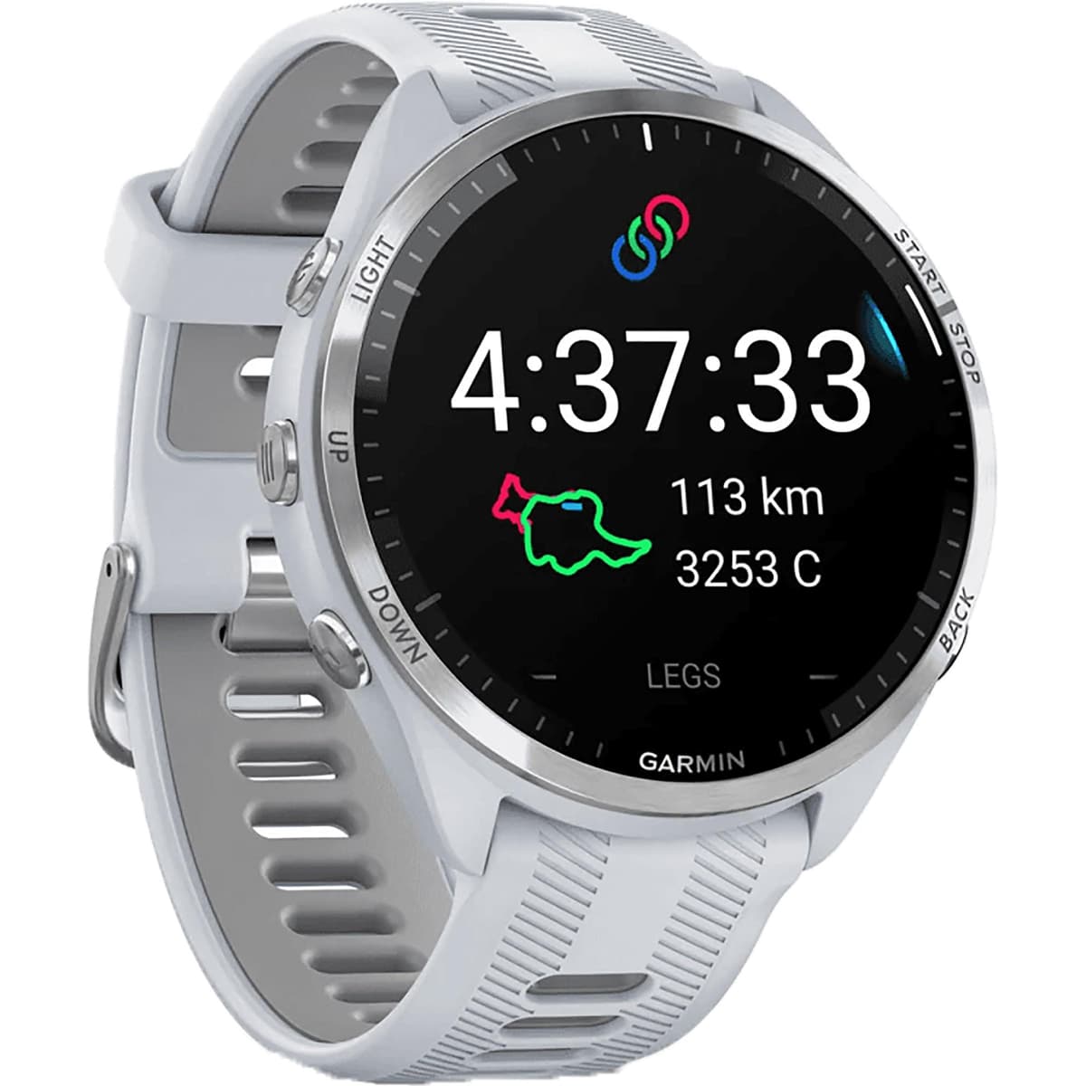 Garmin Forerunner 965 Reloj Inteligente para Correr - Whitestone y Gris Polvo 010-02809-11