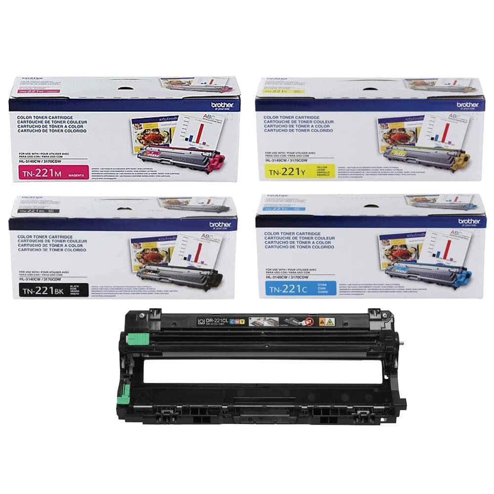 Brother TN221 Juego de Toner 4 colores + DR221CL Juego de Unidades de Tambor