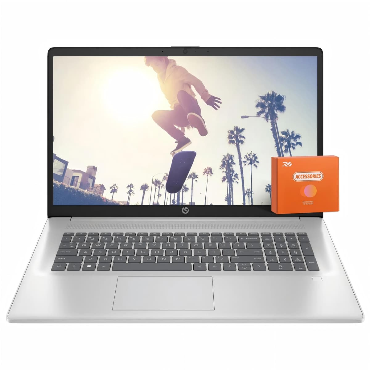 Laptop HP 17 pulgadas, Licencia Office Pro de por vida, Pantalla Full HD IPS de 17.3", AMD Ryzen 5 7430U, Gráficos AMD Radeon, 32 GB RAM, SSD de 2 TB, Wi-Fi 6, Copilot AI, Webcam, Windows 11 Pro, con accesorios HP Laptop