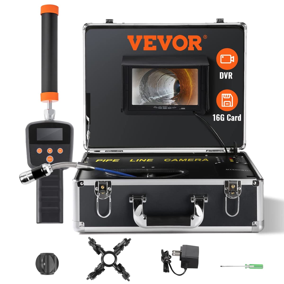 VEVOR cámara de inspección de cañerías 100 ft con localizador 512Hz y pantalla de 7" 100ft Sewer Camera