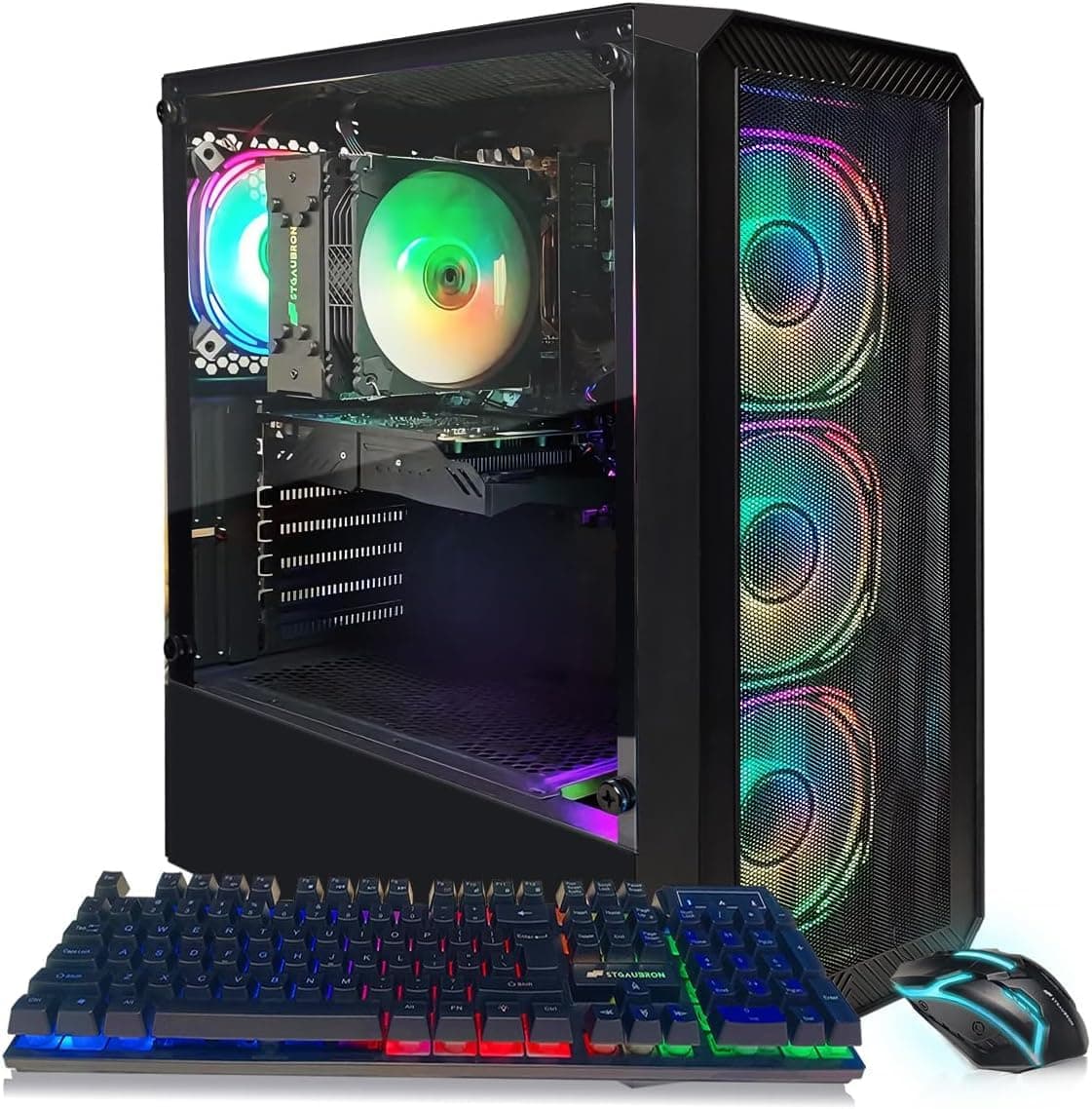 PC Gamer STGAubron, Intel Core i5-13400F hasta 5.0GHz, GeForce RTX 3050 6GB, 16GB DDR4, SSD 512GB, WiFi 6, Bluetooth 5.2, 4 ventiladores RGB, Windows 11 Home ABR2122