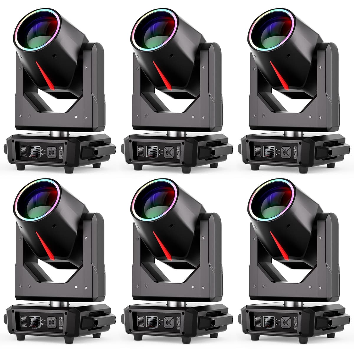 GdjRttk 6PCS 295W Moving Head Light - Beam Spot con Prismas, Gobos y DMX, Efectos Rainbow/Frost 02823X6