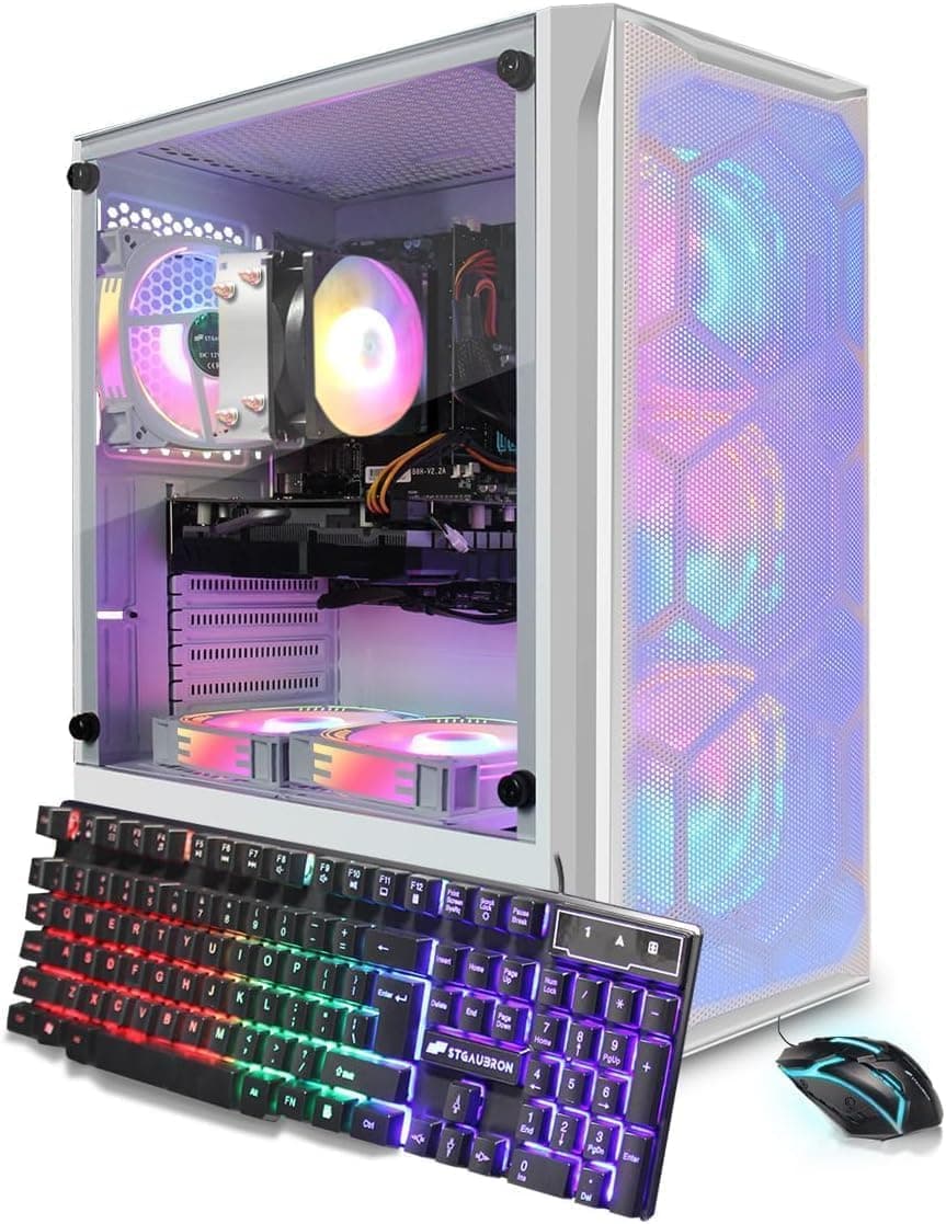 PC de Escritorio STGAubron Gaming, Intel Core i7 hasta 3.9 GHz, GeForce GTX 1660 Ti 6GB, 16GB RAM, 512GB SSD, WiFi, BT 5.0, 6 Ventiladores RGB, Windows 11 Home, Blanco ABR0222