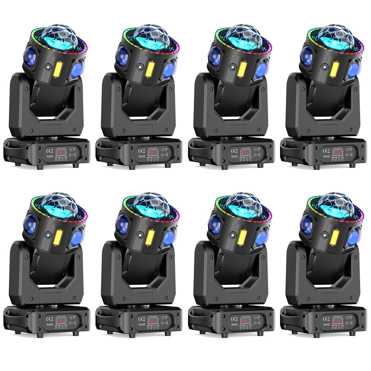 GdjRttk Luz Moving Head 120W RGBW con Efectos Beam y Strobe DMX512 (Pack 8) 2620