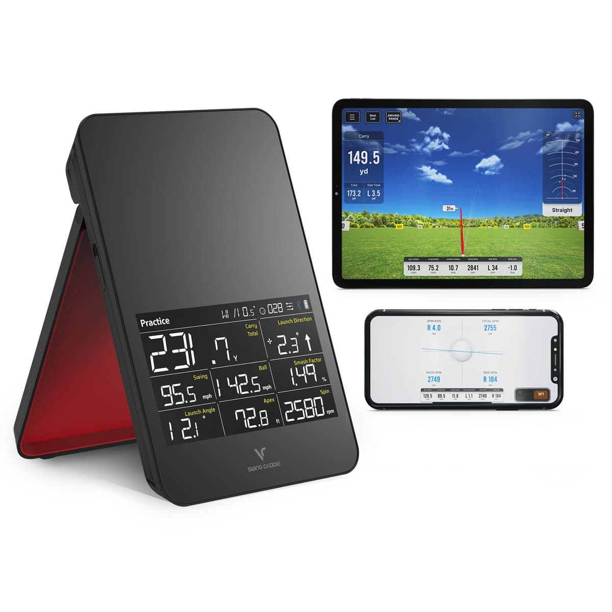 Voice Caddie SC4 PRO - Monitor de lanzamiento y simulador 3D para golf, portátil con pantalla integrada SC4 Pro (+ 3D Driving Range Simulator)