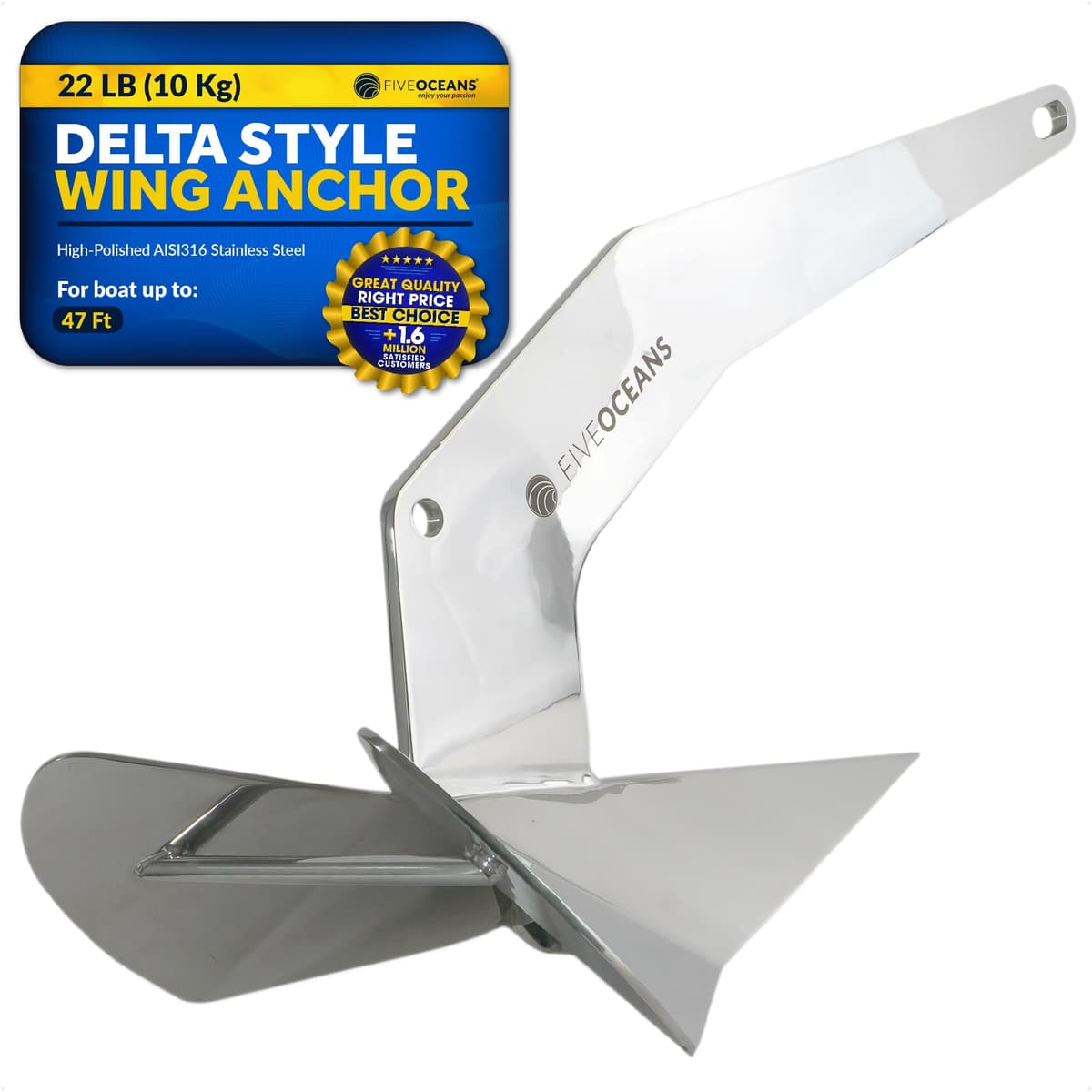 Five Oceans Delta Anchor FO3689 ancla tipo delta 22 lb / 10 kg