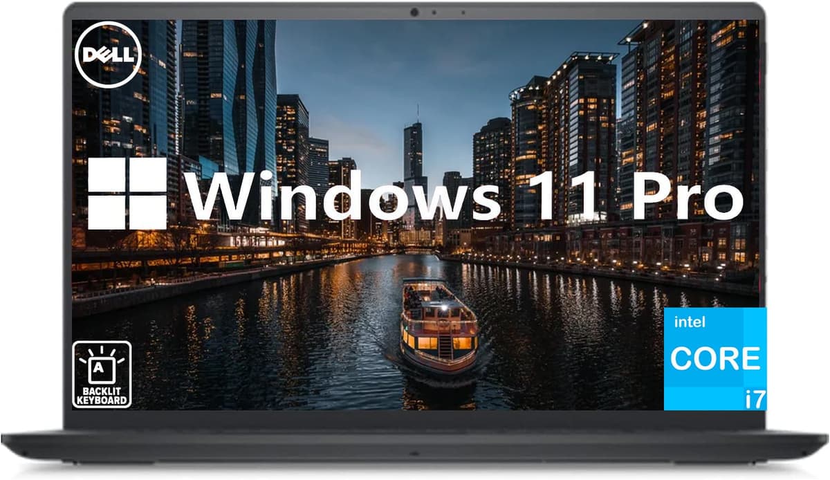 Dell Inspiron 15.6 pulgadas FHD para empresas, Intel Core i7-1255U, 32 GB RAM, 1 TB SSD, Windows 11 Pro, teclado retroiluminado, cámara web, WiFi, negro carbón