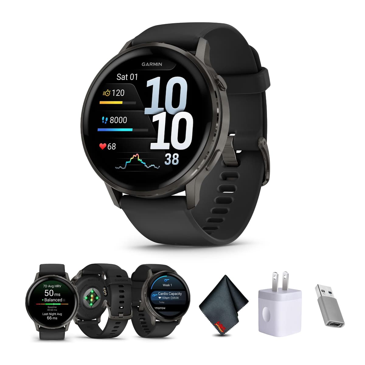 Garmin Venu 4 45mm - Smartwatch GPS y entrenador avanzado (Slate, correa negra) 010-03014-00-AG2-1