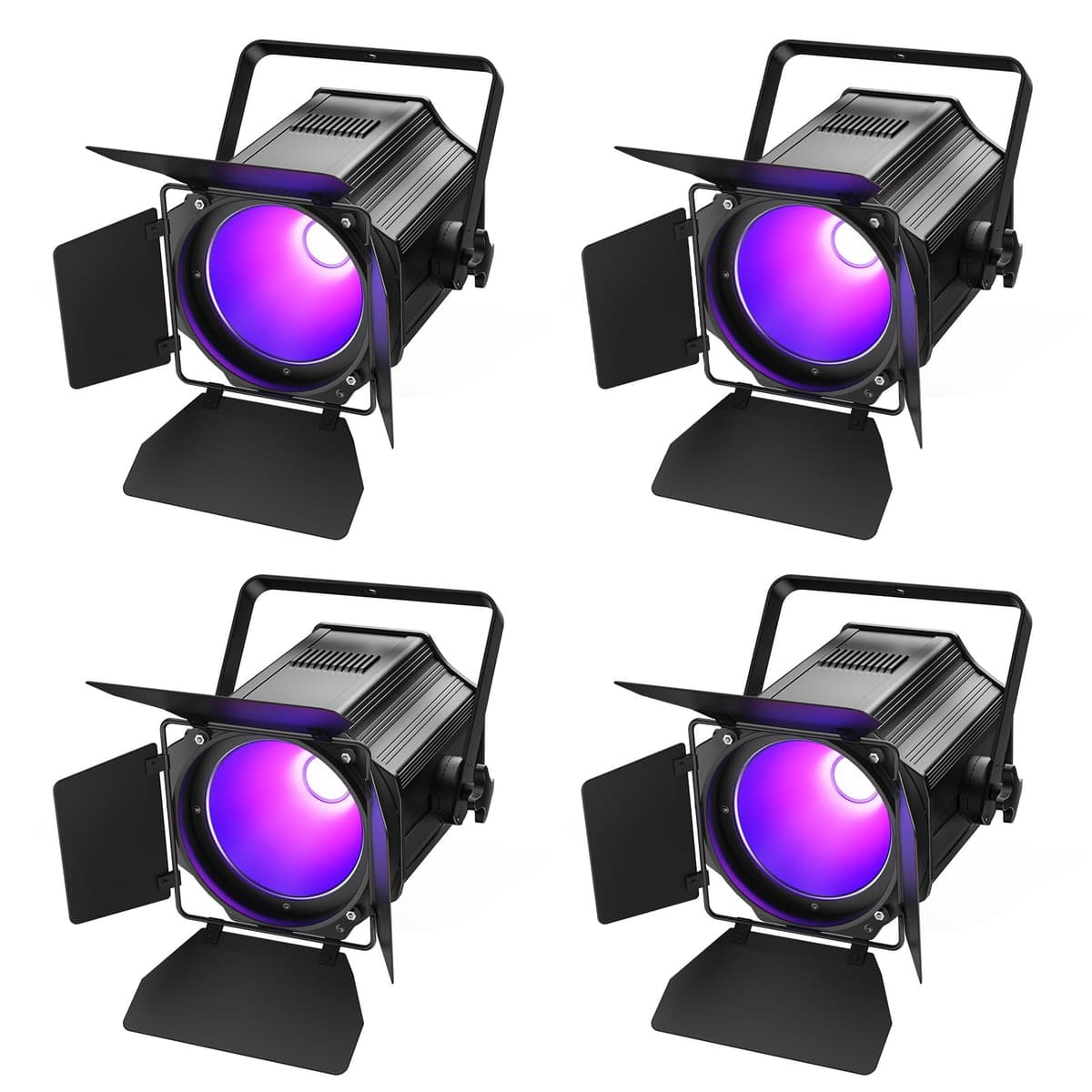 Nitehop 200W Stage Par Light RGBWA+UV 6in1 COB con barn doors - Uplight profesional (4 Pack) ZQ09013