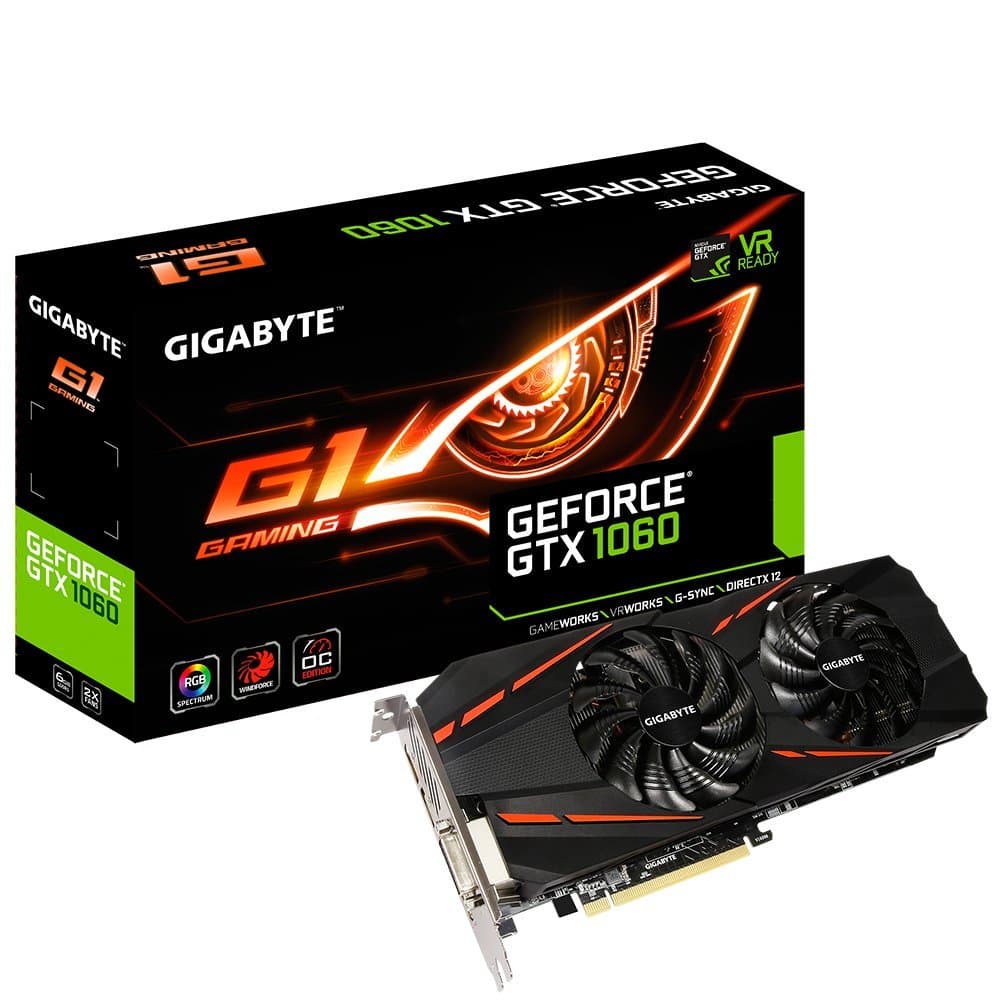GIGABYTE GeForce GTX 1060 G1 Gaming GV-N1060G1GAMING-6GD R2 Tarjetas Gráficas GV-N1060G1GAM-6GD R2