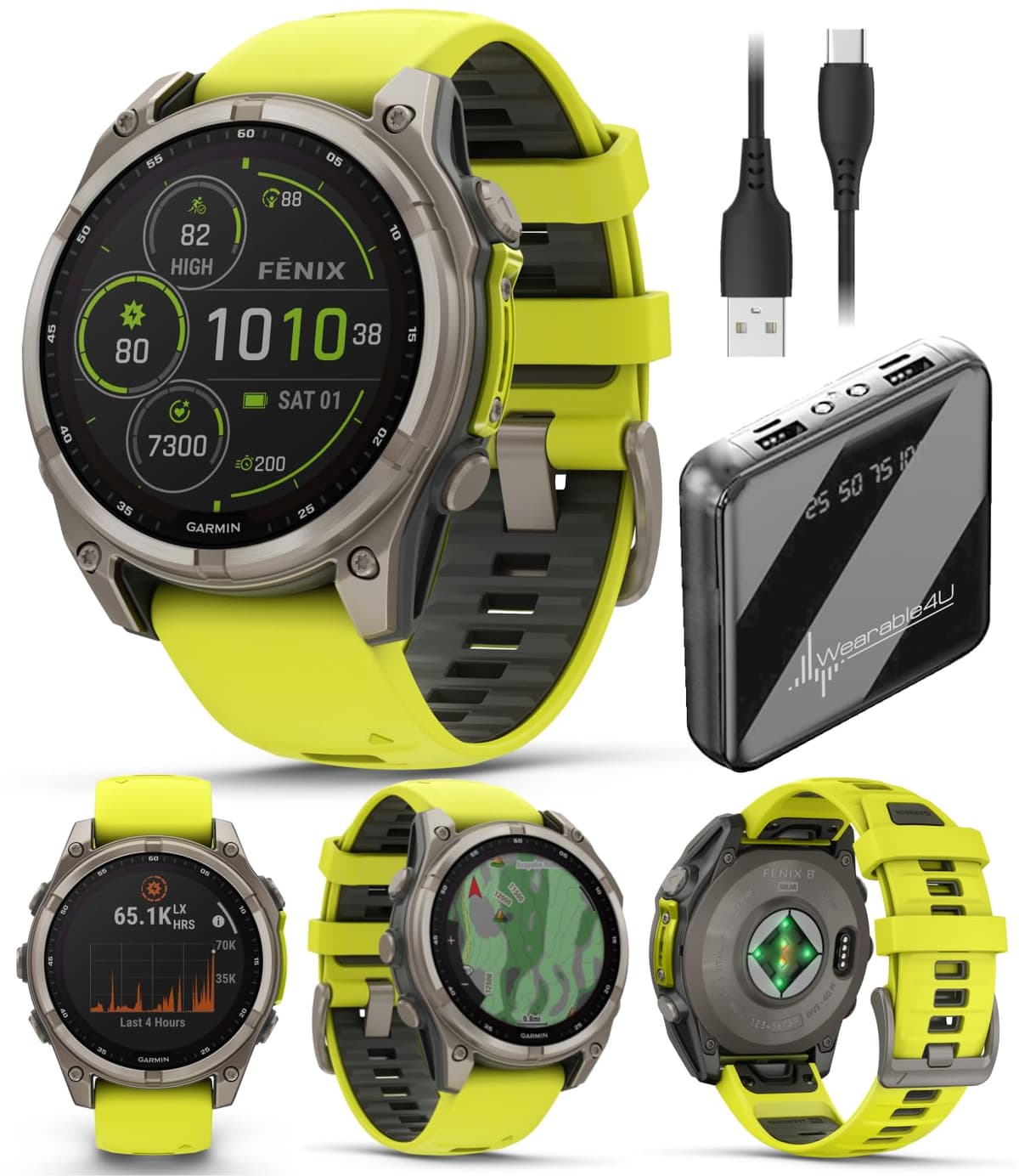 Wearable4U Garmin Fenix 8 47 mm Solar Sapphire Titanium con Wearable4U Power Bank