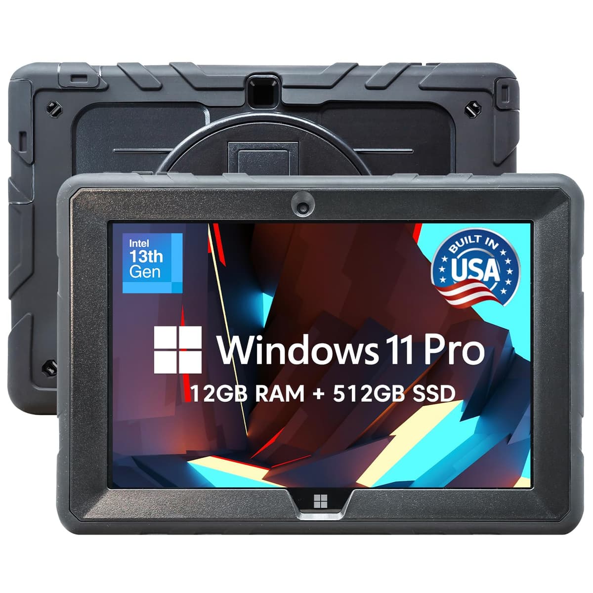 Fusion5 Tablet Rugerizada de 10.1” Ensamblada en EE. UU. con Windows 11 Pro - 12GB RAM, 512GB SSD, Intel 13ª Gen, Pantalla Full HD, HDMI, USB-C - Garantía Completa de 2 Años con Daños Accidentalmente Cubiertos WIN PRO 12GB RAM