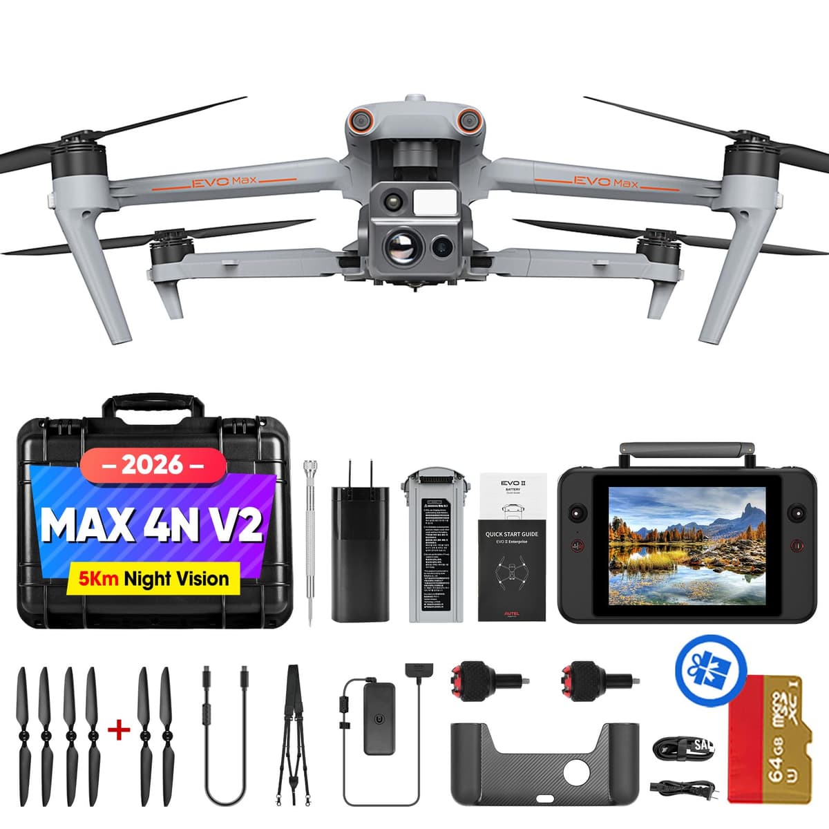 Autel EVO MAX 4N V2 - Drone Multisensor Noche/Térmico/Óptico con ABX41-D