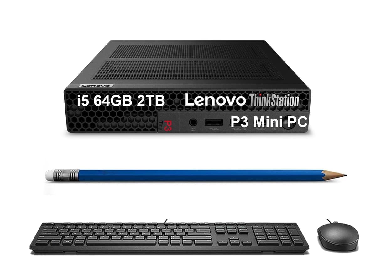 ist computers Lenovo ThinkStation P3 Tiny Workstation Mini Desktop PC - Intel i5-14500 vPro, 64GB DDR5, 2TB SSD, Windows 11 Pro 30H1