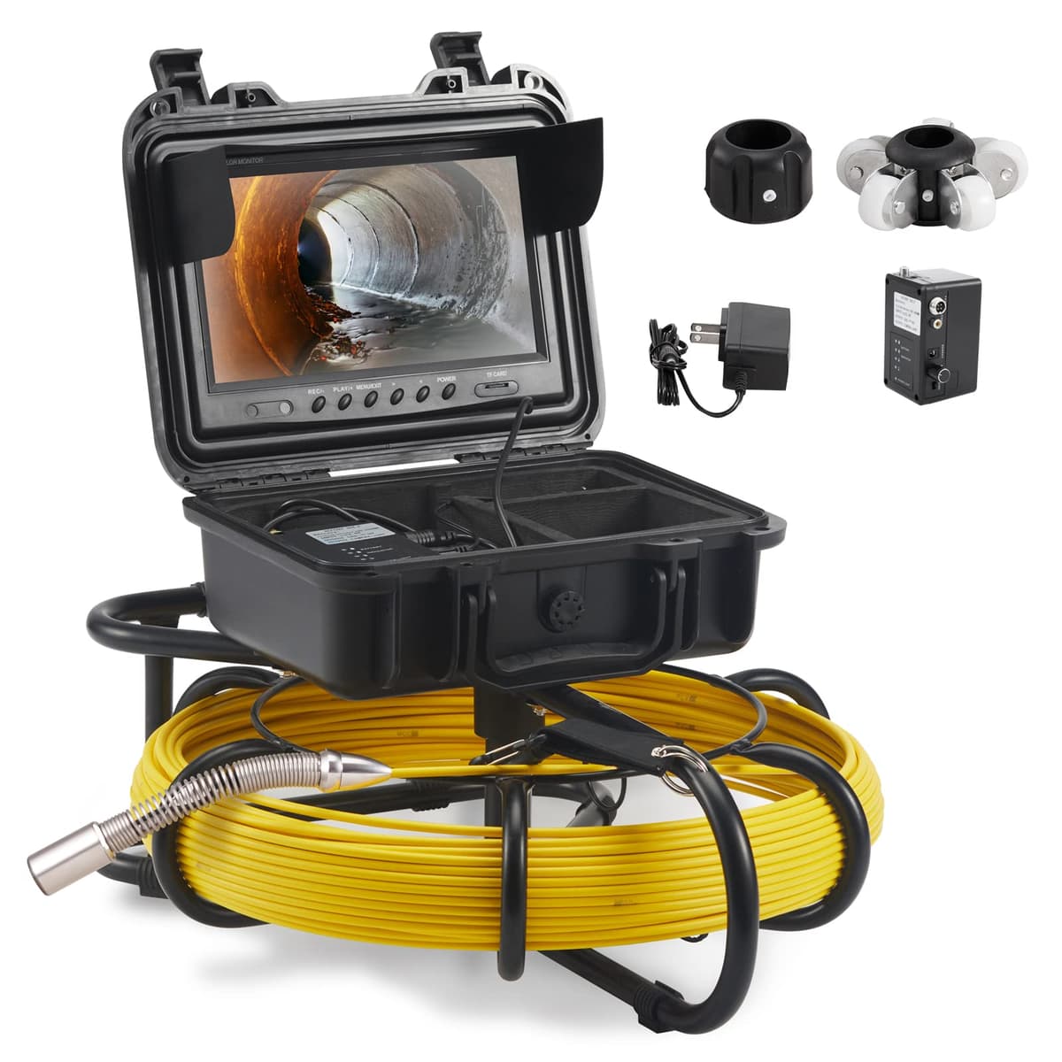 VEVOR Cámara de inspección de cañerías 165 ft / 50 m, pantalla 9 pulgadas, DVR, IP68, 12 LEDs, incluye SD 16GB 165 ft Sewer Camera