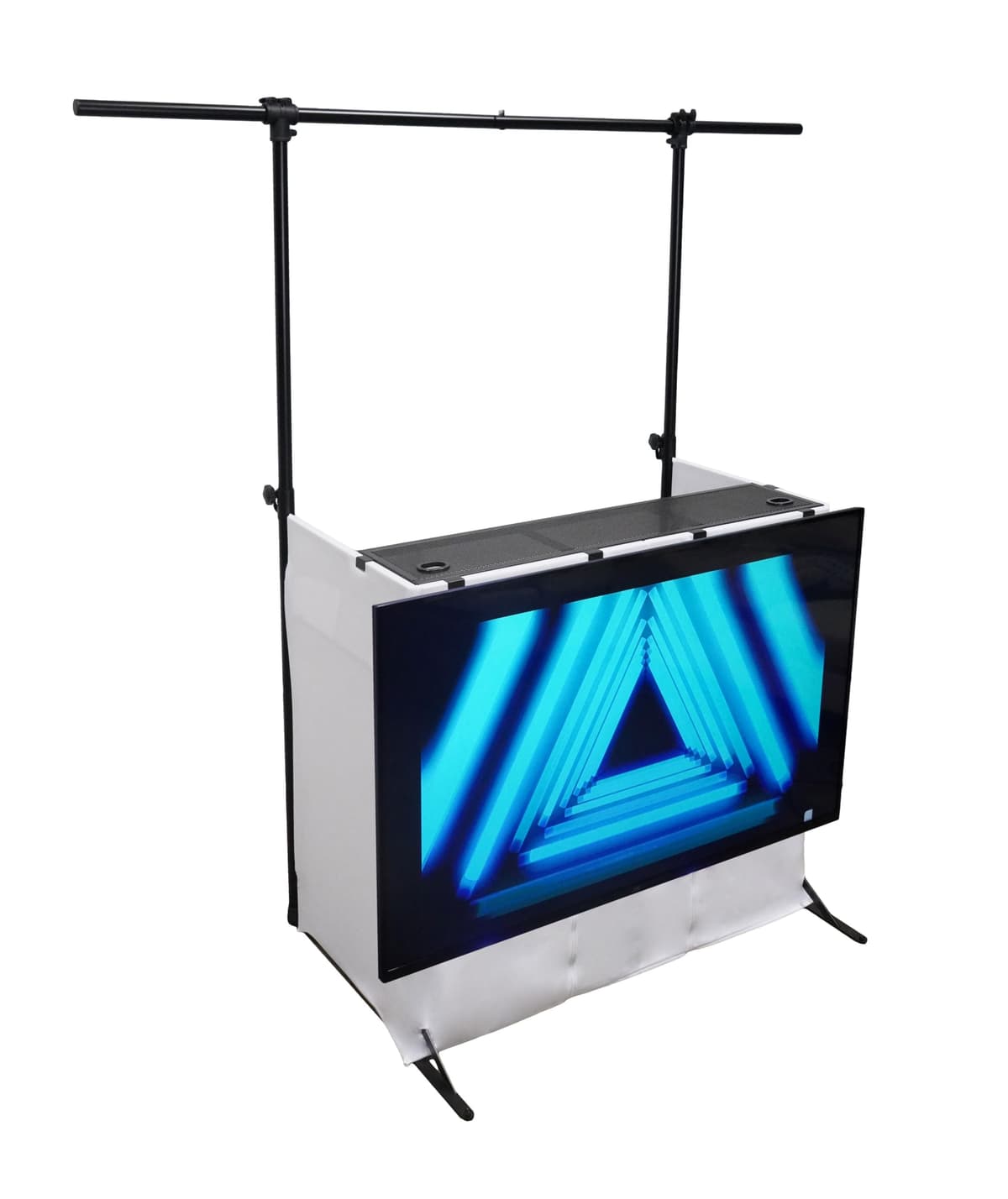 Rockville ROCKBOOTH PRO PACK Booth DJ plegable con soporte TV 32"-70", truss y scrims