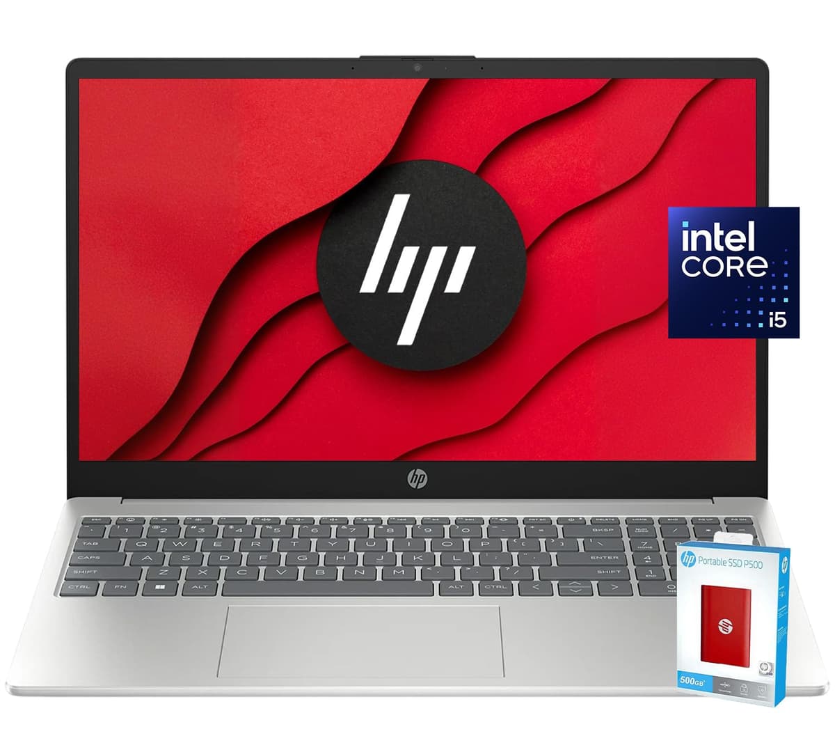 HP 15.6" FHD Laptop | Intel Core i5-1235U de 10 núcleos | Gráficos Intel Iris Xe | 32 GB RAM | 1.5 TB SSD (1 TB PCIe con HP P500 512 GB portátil) | Wi-Fi 6 | Larga duración de batería | Antirreflejo | Windows 11 hp laptop