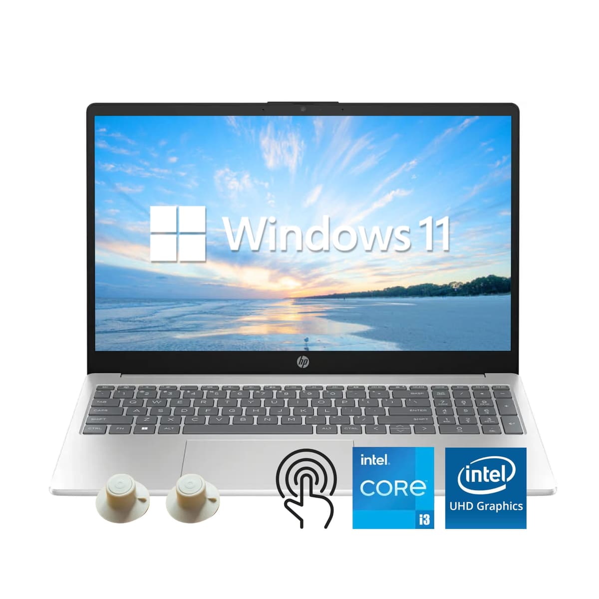HP portátil táctil de 15.6 pulgadas, procesador Intel i3 hasta 4.4 GHz, 16 GB de RAM, SSD de 1 TB, gráficos Intel UHD, Windows 11 Home, cámara web, Wi-Fi, Bluetooth, plateado natural, accesorio Alpacatec i3-1215U