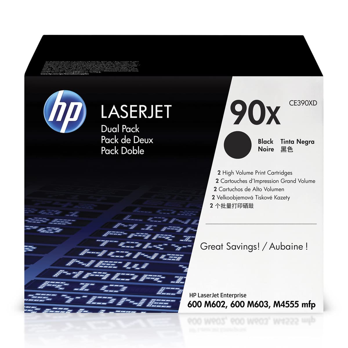 HP 90X Toner Negro High-Yield (2-Pack) CE390XD - Compatible con LaserJet Enterprise