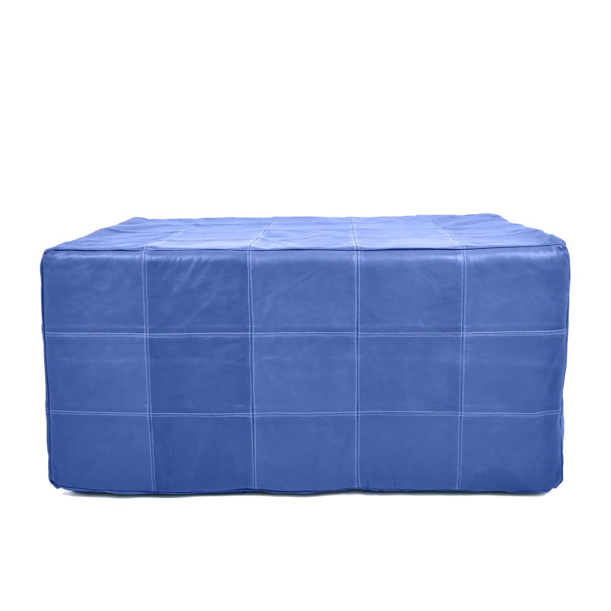 Marrakesh Gallery Funda Pouf Cuadrado de Piel - Pouf Marroquí Hecho a Mano, Cubierta sin Relleno Blue-54x54x18"
