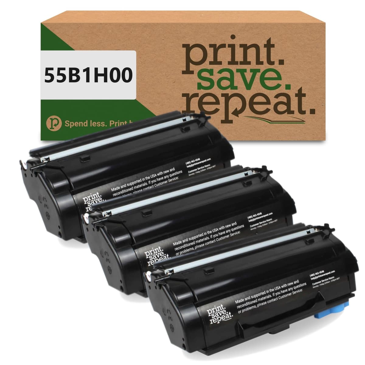 Print.Save.Repeat. Pack x3 Toner remanufacturado Lexmark 55B1H00 alta capacidad (15,000 pág c/u) 55B1H00-IPS-3P