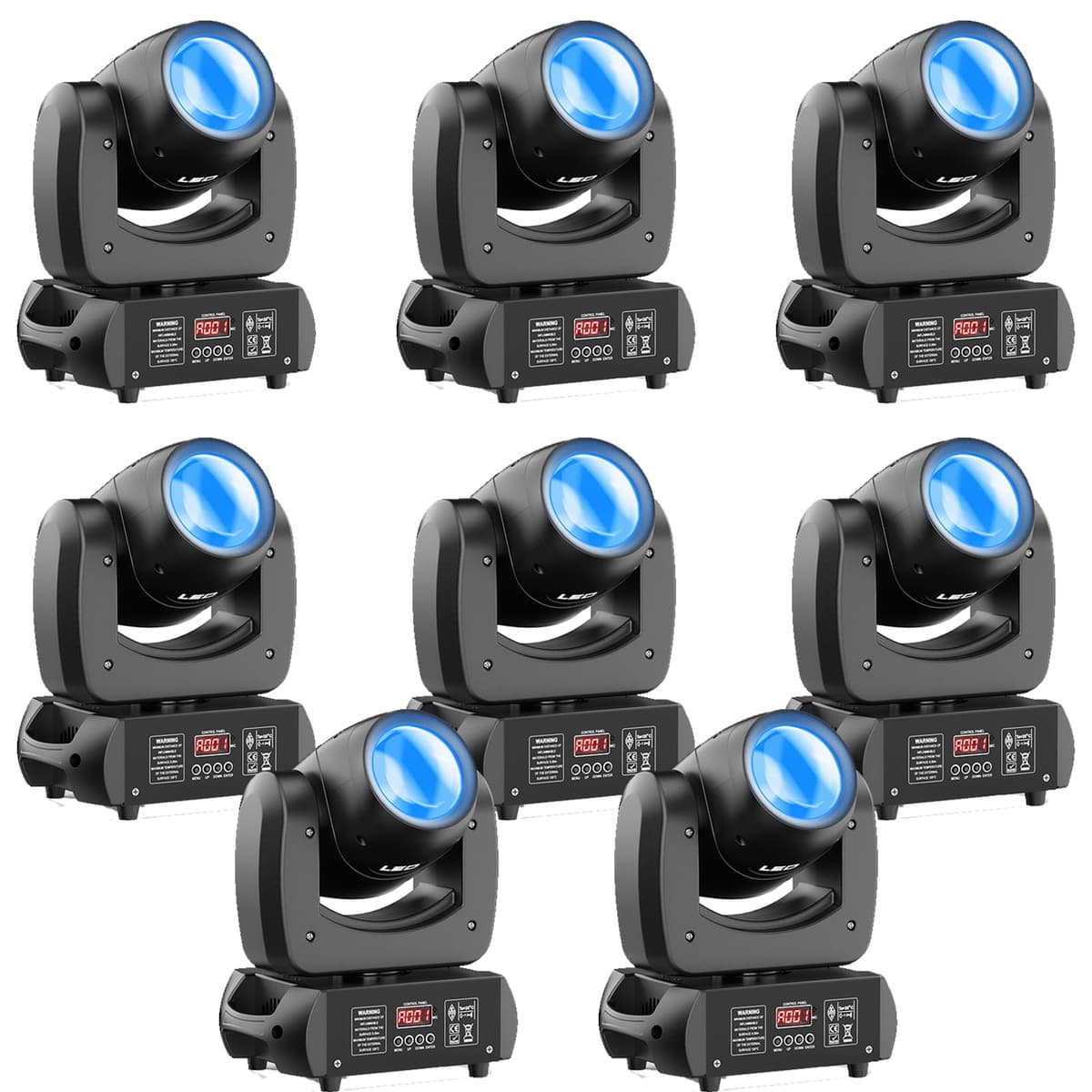 8-Pack HOLDLAMP 120W Moving Head DJ Lights, 18-Facet Prism, 8 Gobos y 8 Colores, DMX y Modo Sonoro ZQ02369US