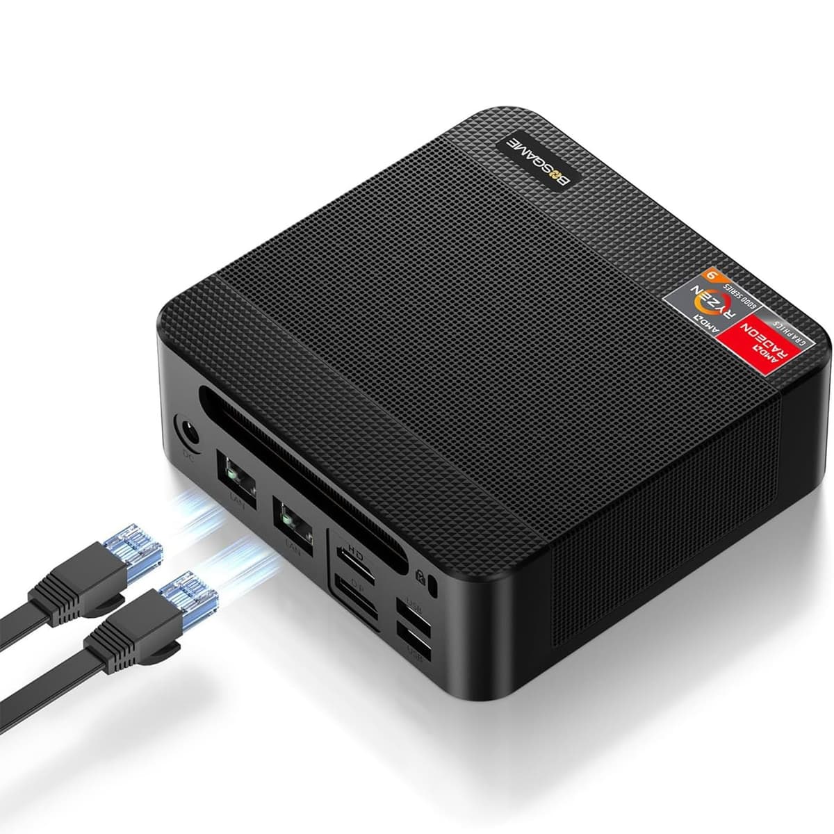BOSGAME P4 Mini PC de Escritorio con AMD Ryzen 7 5825U (hasta 4.5 GHz), 32 GB DDR4, SSD PCIe 1 TB, Triple Pantalla 4K, Doble LAN 2.5G, Wi-Fi 6E/BT5.2, para Juegos, Oficina y Diseño