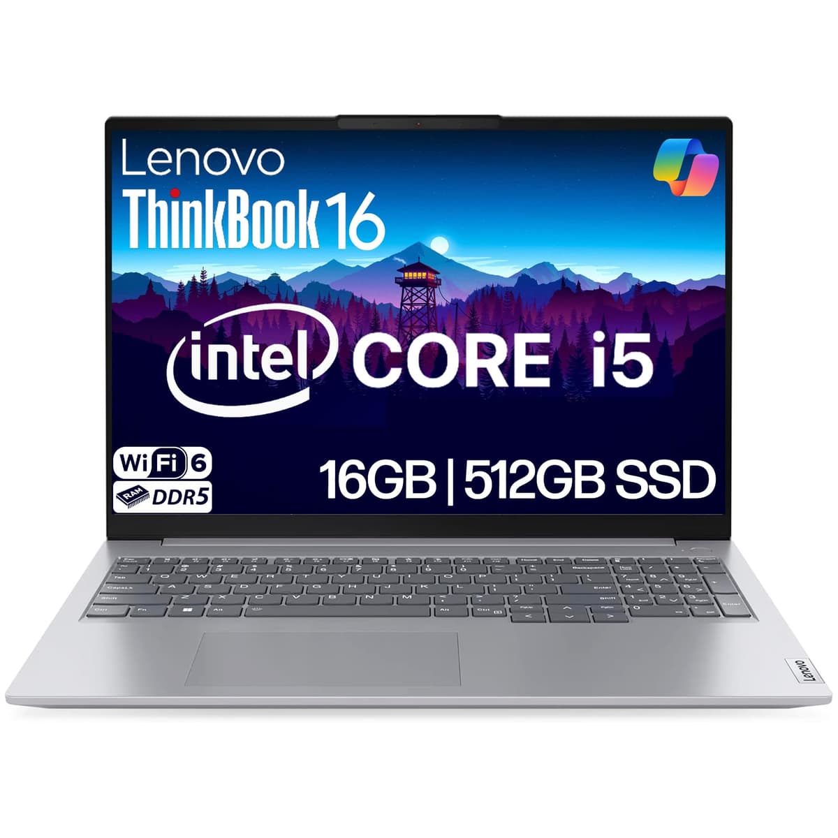 Lenovo ThinkBook 16 Portátil Empresarial, Pantalla 16” FHD+ Antirreflejo, Intel i5-13420H de 8 núcleos, 16GB RAM DDR5, 512GB NVMe, Wi-Fi 6 + Bluetooth, RJ-45, HDMI, Webcam HD, Windows 11 Pro Thinkbook 16 G6