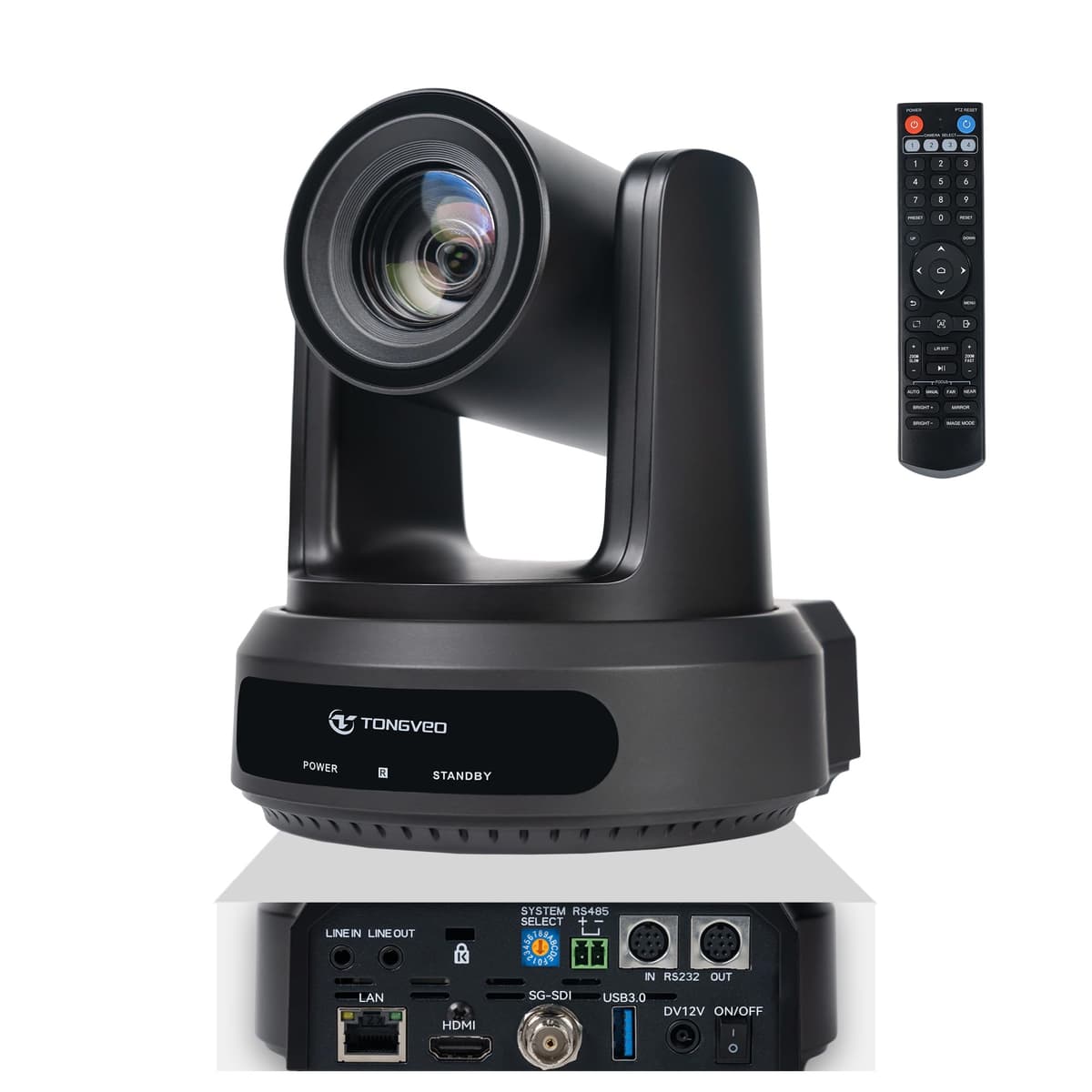 TONGVEO AI Cámara PTZ para Sala de Conferencias con Auto-Seguimiento IP/USB3.0/HDMI 20X, Webcam 1080P60 Ideal para Transmisión en Iglesias, Culto y Educación Compatible con vMix/OBS TONGVEO-NV20W