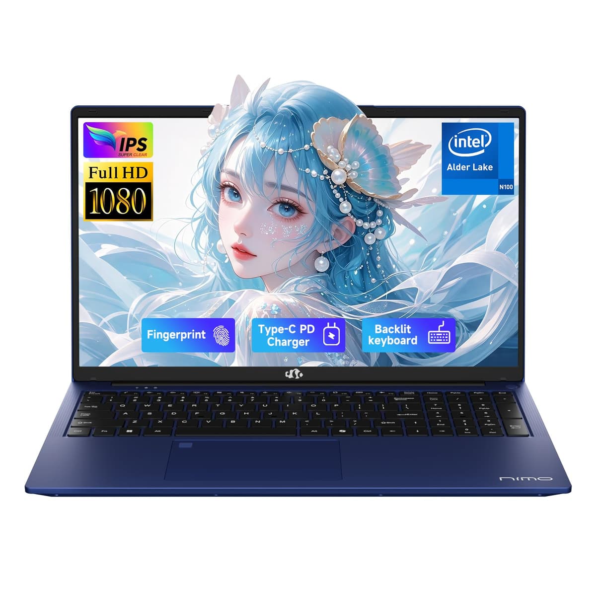 NIMO 17.3" IPS FHD Laptop Estudiantil - 16GB RAM 1TB SSD, Intel Pentium 4 núcleos N100 (Mejor que i3-1115G4, hasta 3.4GHz) Computadora con Tipo-C 65W 2 Años de Garantía Huella Digital Teclado Retroiluminado Wi-Fi 6 BT5.2 NIMO N176