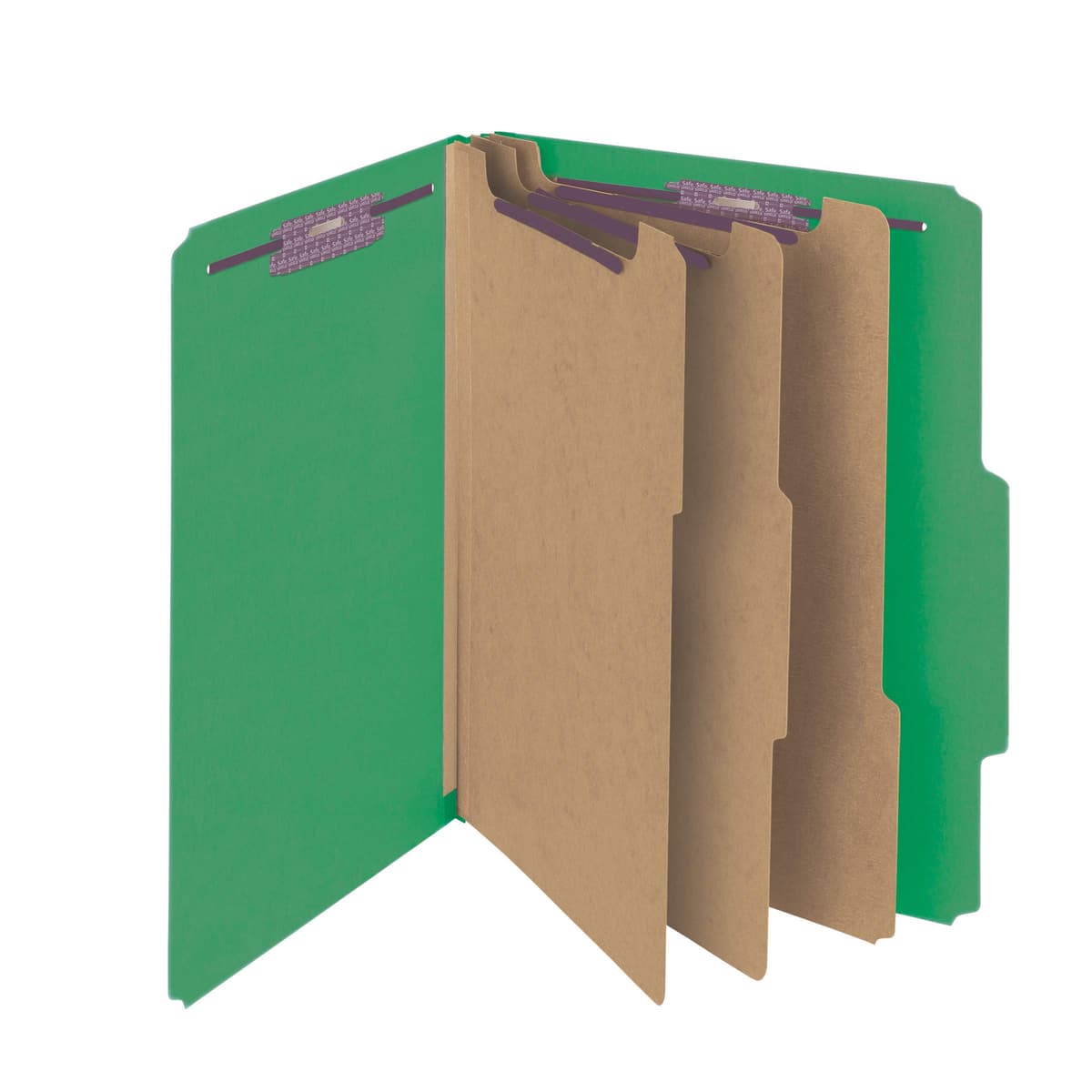 Smead Carpetas de Clasificación en Cartón con Sujetadores SafeSHIELD, 3 Divisores, Expansión 3", Carta, Verde, Paquete de 50 14097