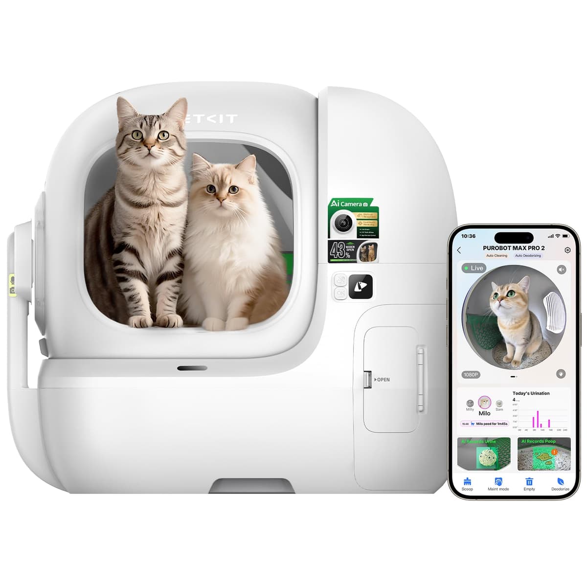 PETKIT 2025 Purobot Max Pro 2 Caja de Arena Autolimpiante PETKIT PUROBOT MAX PRO 2