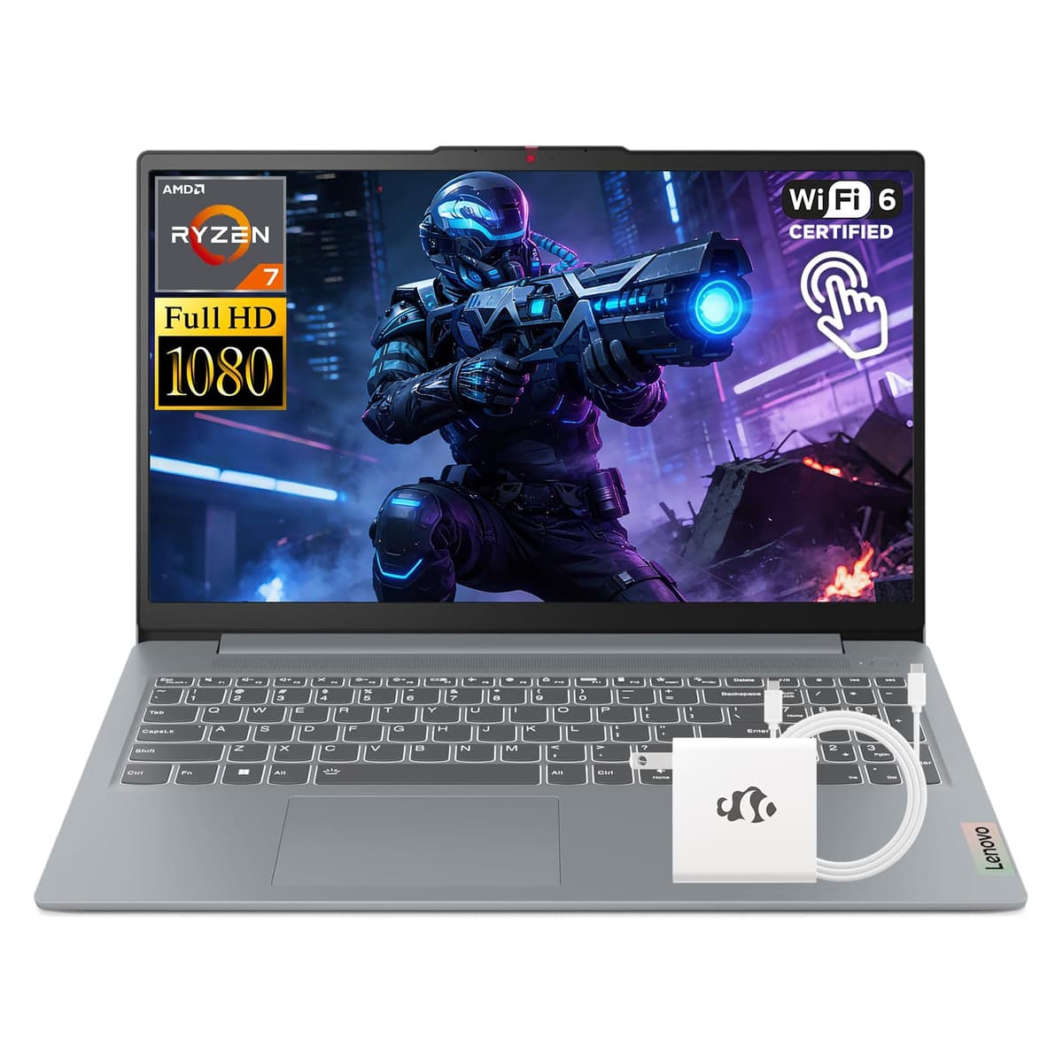 Lenovo IdeaPad Slim 3 15.6" FHD IPS Pantalla Táctil, AMD Ryzen 7 5825U de 8 núcleos (hasta 4.50 GHz), 16 GB RAM, 512 GB SSD, Wi-Fi 6, Windows 11, Teclado Numérico, Cámara, Con Accesorio, Computadora para Negocios y Juegos