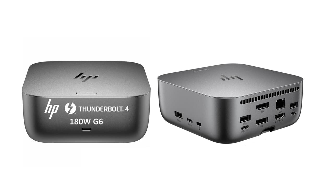 ist computers HP Dock Thunderbolt 4 Ultra 180W G6 (9X481UT), estación de acoplamiento USB-C 13 en 1 con carga máxima de 180W, 4 pantallas 4K, garantía de 3 años, RJ45, HDMI, 7 puertos USB, 2 DisplayPort para laptop, macOS, ChromeOS