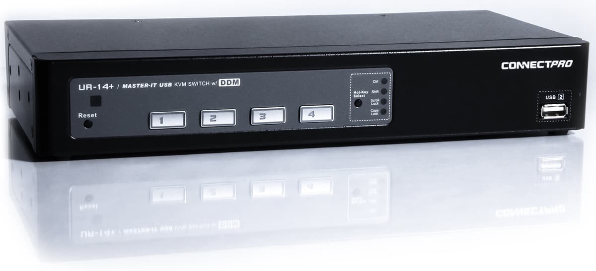 ConnectPro UR Series Kit - KVM USB VGA 4 puertos con DDM y multi-hotkey (Kit 10 ft)