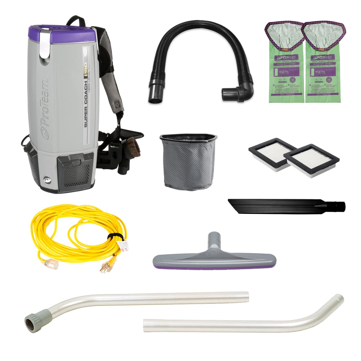 ProTeam Super Coach Pro 10 Backpack Vacuum Commercial, 10 Quart, Corded pt_s10