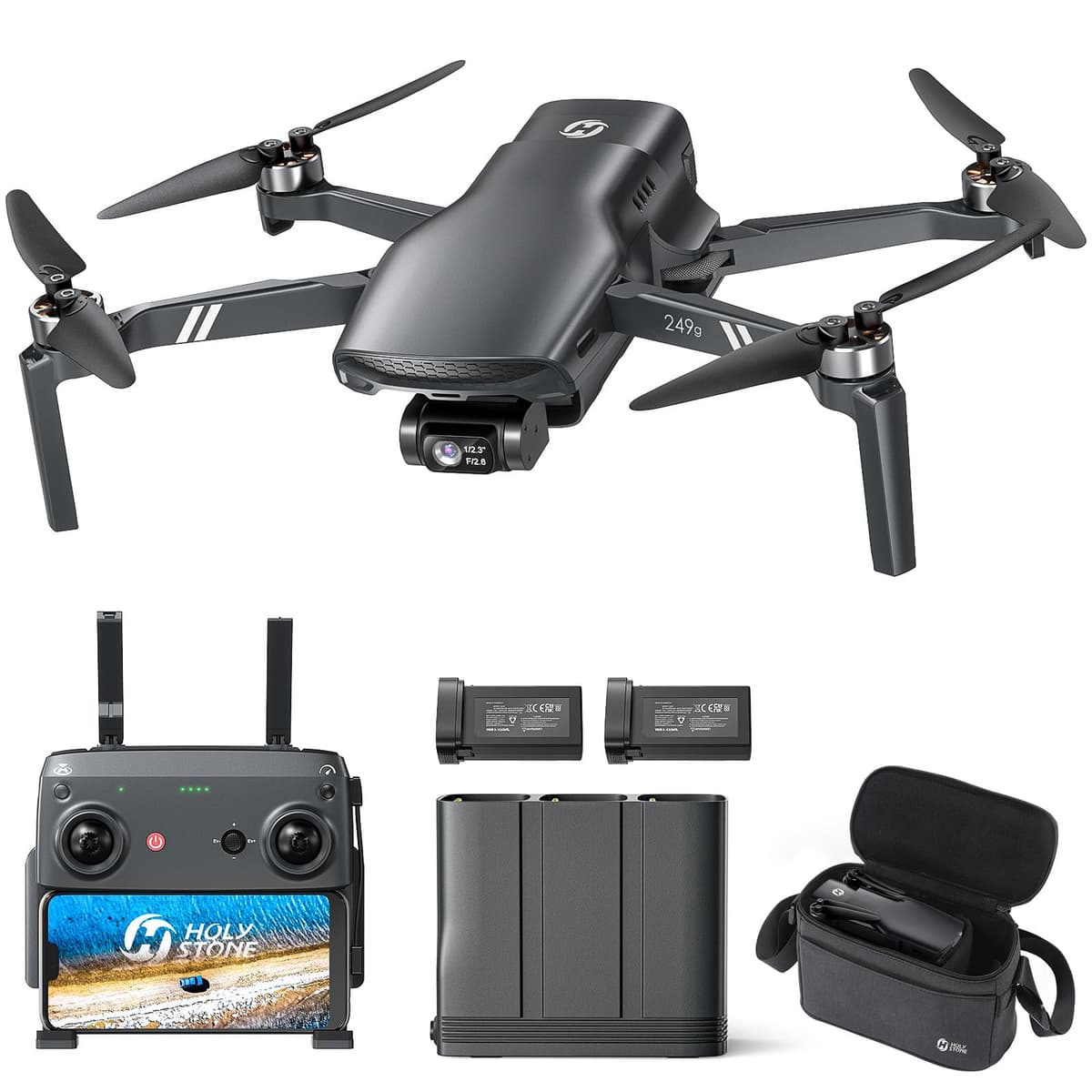 Holy Stone HS900 Drone con Cámara 8K Foto y 4K/30fps, 249g, Gimbal 3-Ejes, Alcance Largo, GPS y Baterías Duales HS900-5.8G