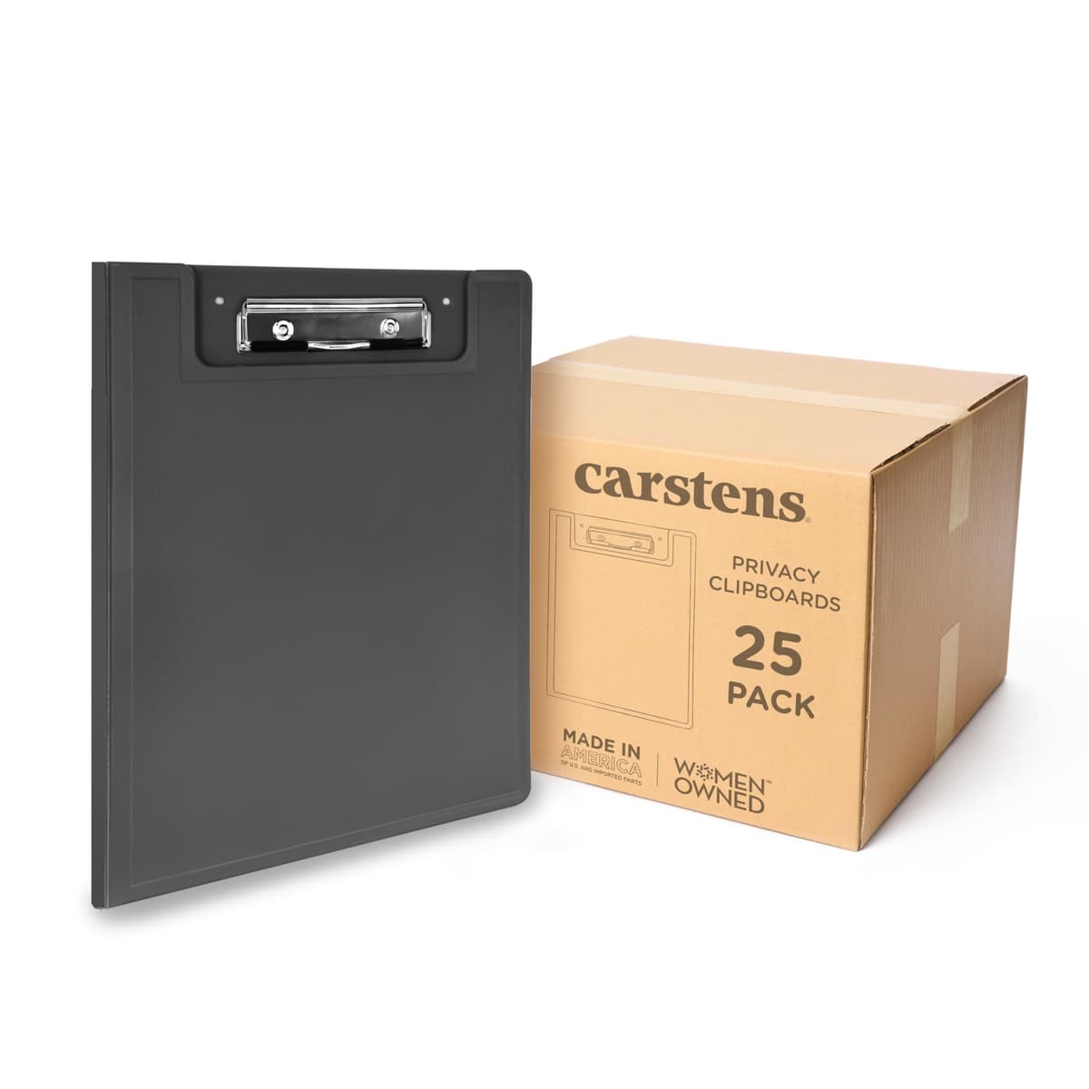 Carstens Clipboard plegable de perfil bajo con cubierta pesada, plástico Charcoal Gray, paquete de 25 9839-00CS