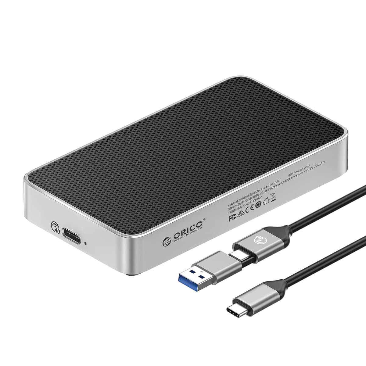 ORICO SSD portátil USB4.0 4TB 3800MB/s (40Gbps), unidad de estado sólido externa ultra rápida, compatible con Thunderbolt 3/4 y USB4, diseño de aluminio sin ventilador, compatible con Mac y PC - X40 X40-4TB