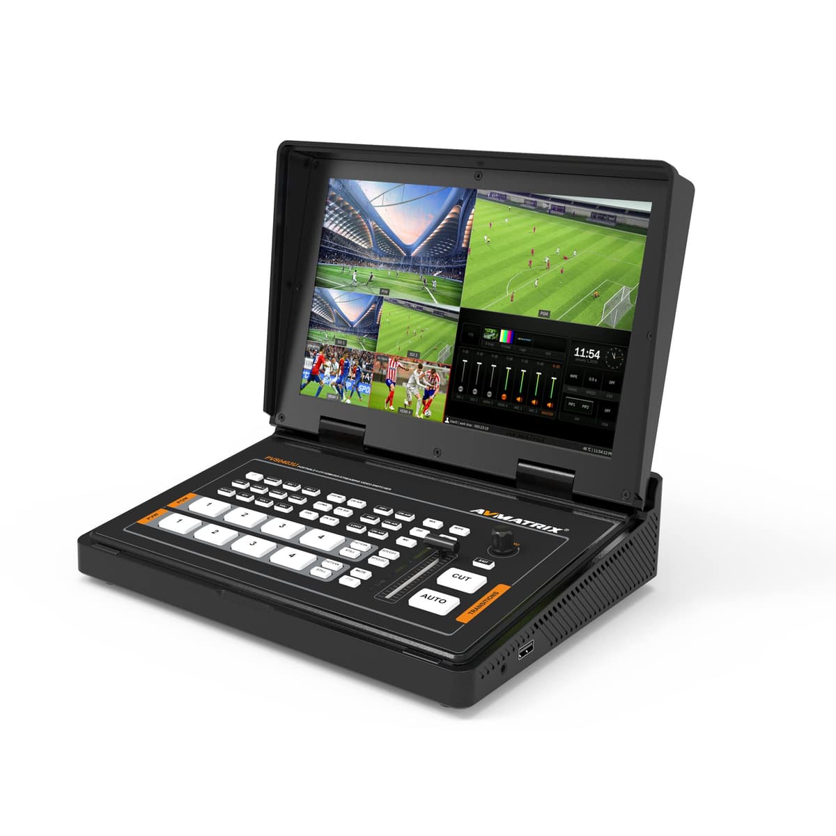 AVMATRIX PVS0403U Switcher de Video Portátil con Monitor IPS FHD 10.1" y 4 Entradas SDI/HDMI