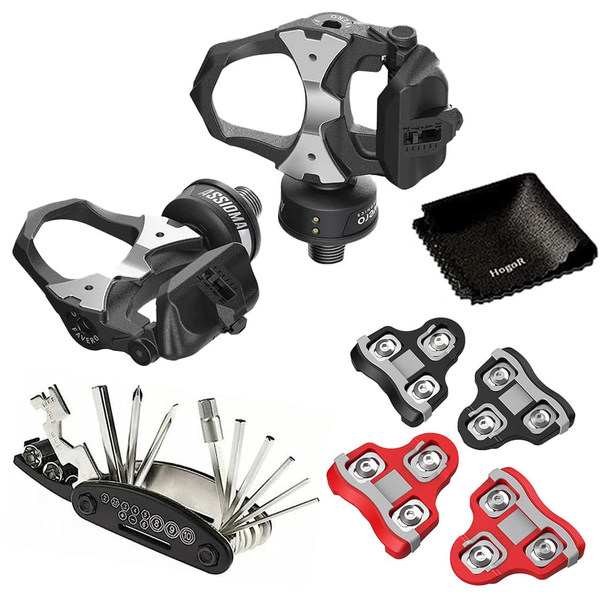 Favero Assioma Duo Upgraded Double-Sided Power Waterproof Meter Pedals con Accesorios HogoR Uno-cleats-Powerbank