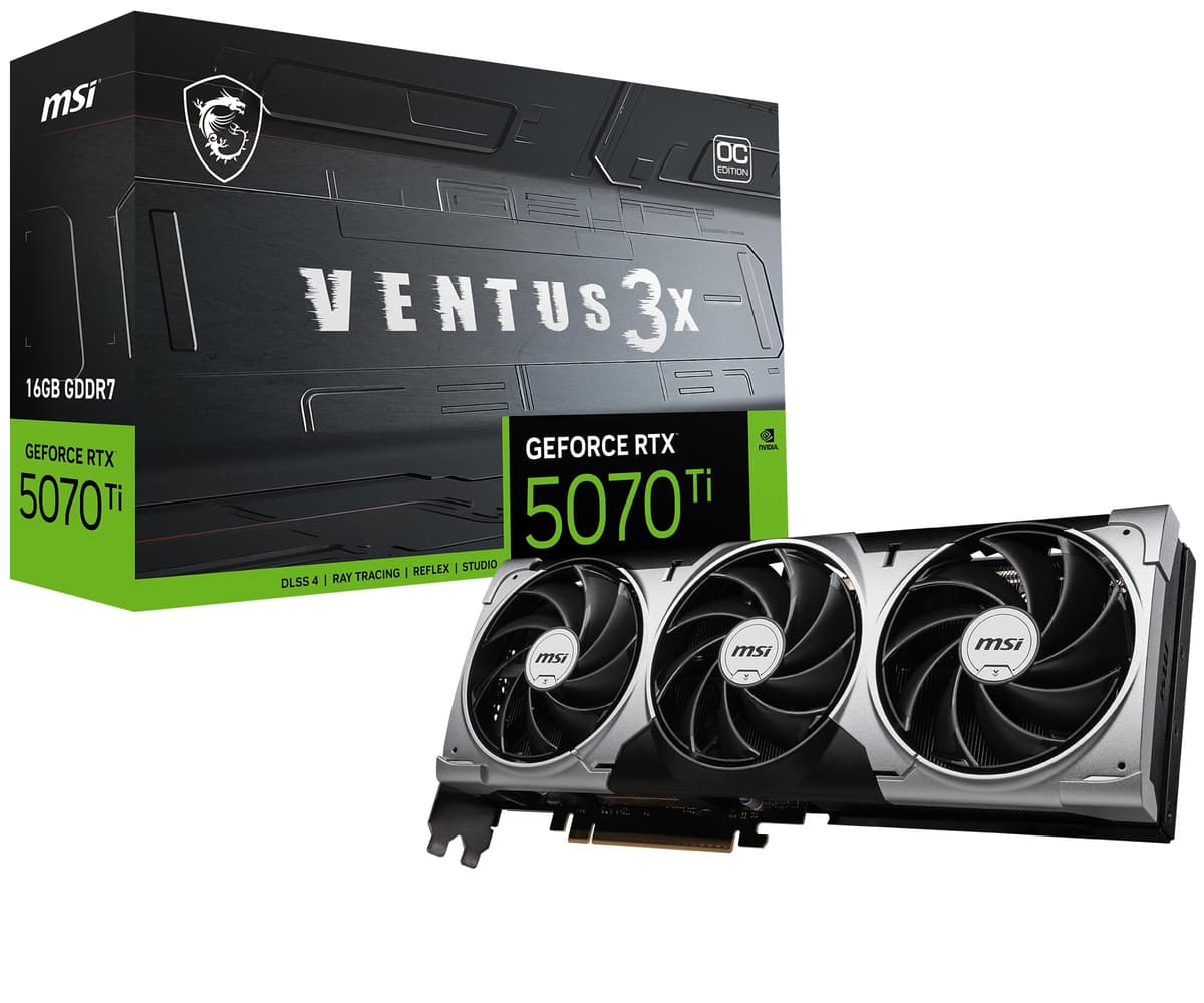 msi Gaming RTX 5070 Ti 16G Ventus 3X OC - Tarjeta gráfica 16GB GDDR7, NVIDIA Blackwell G507T16V3C