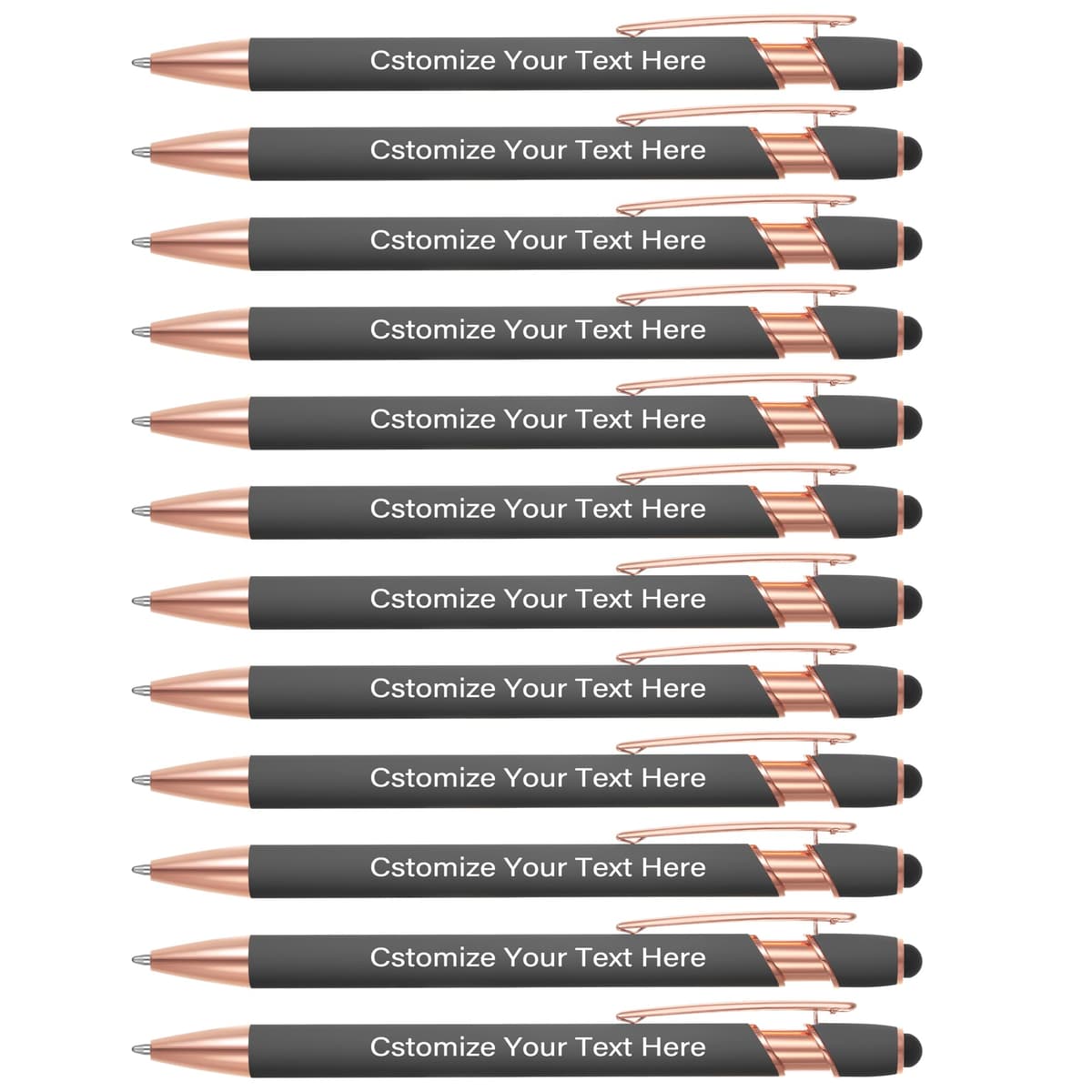 Kingluu 500 bolígrafos personalizados con punta stylus, grabado gratuito, tinta negra YZBDZ004