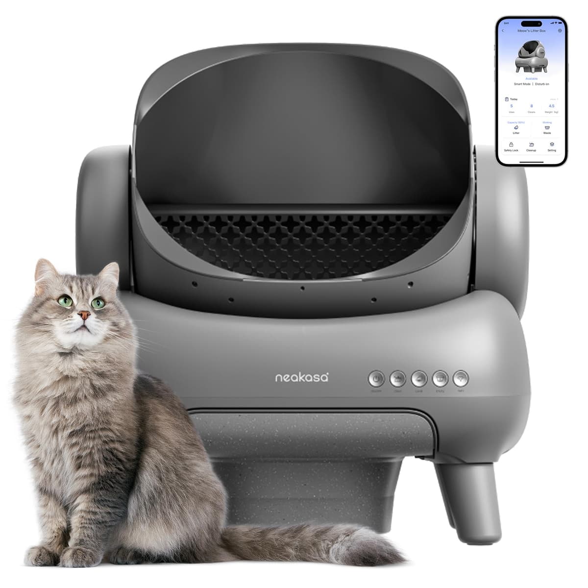 Neakasa M1 Plus Caja de Arena para Gatos Autolimpiante, Control por APP, Eliminación de Desechos Sin Olores