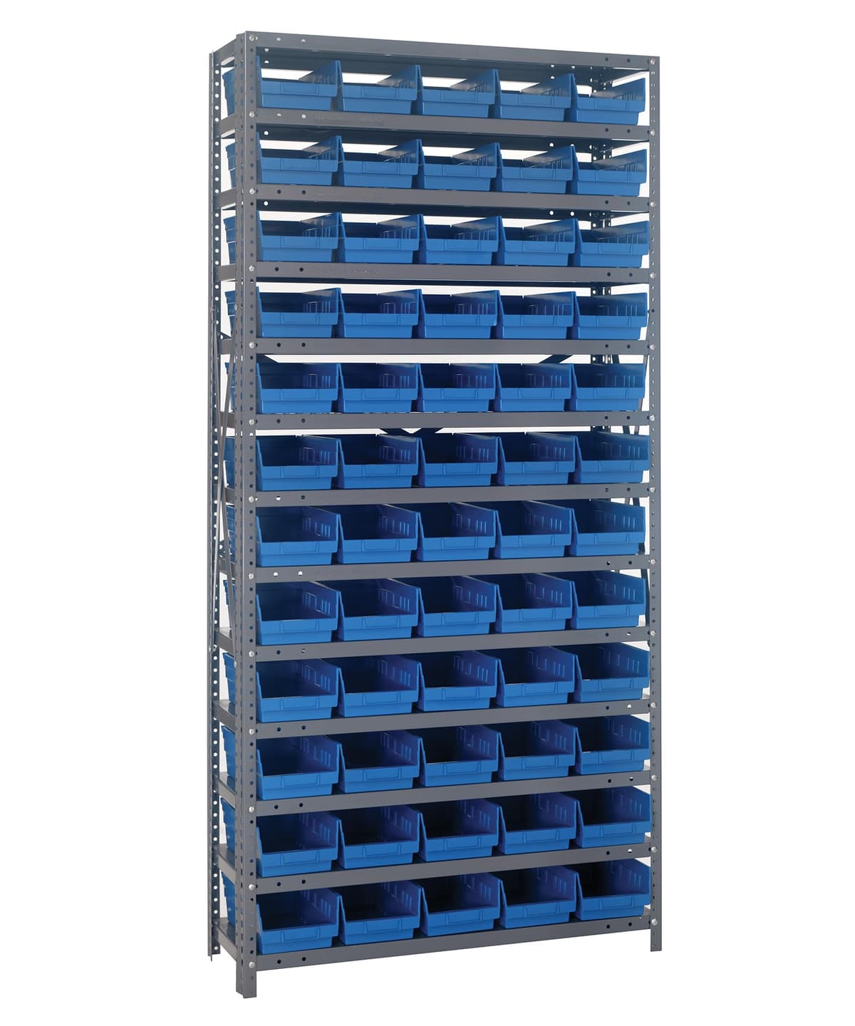 Quantum 1275-102BL estantería de acero con bandejas abiertas azules 12" D x 36" W x 75" H